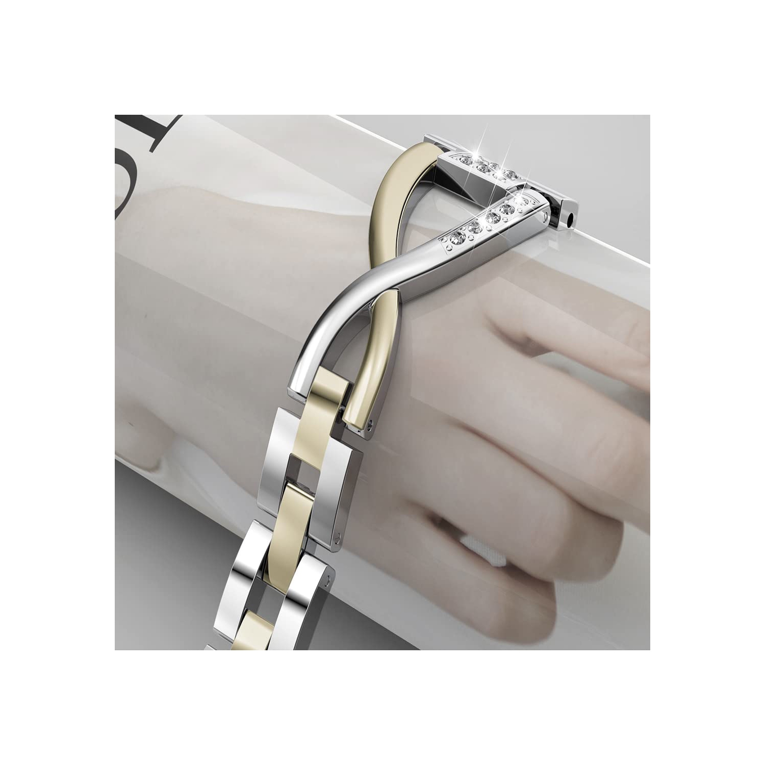 Bracelets étincelants compatibles avec les bracelets Versa 3/Versa 4/Sense/Sense 2 de Fitbit, bracelets en métal habillés pour bracelets Versa 3 de