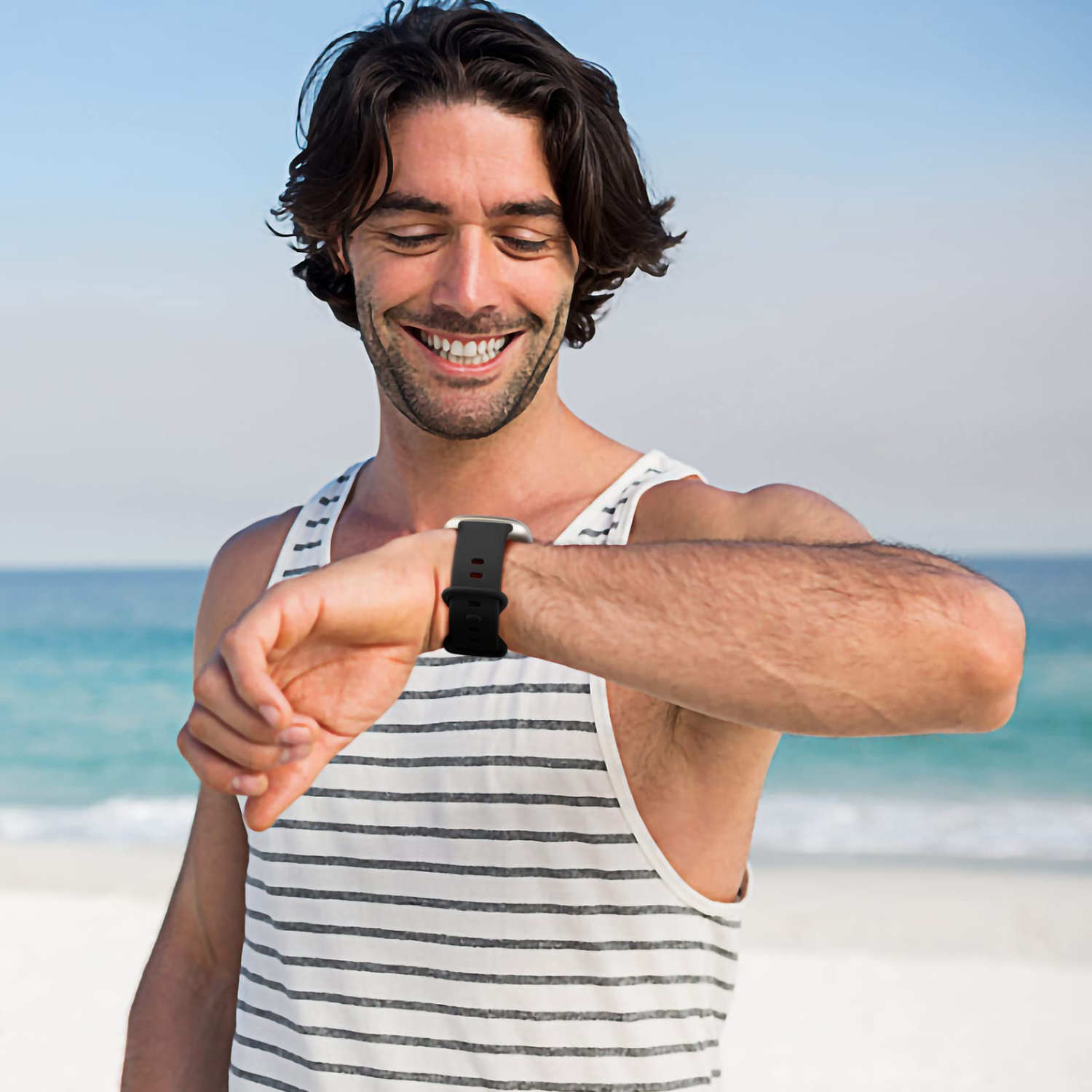 6 bracelets compatibles avec les bracelets Sense et Versa 3 de Fitbit pour femmes, bracelets sport souples classiques en TPUR pour Versa 4/Sense