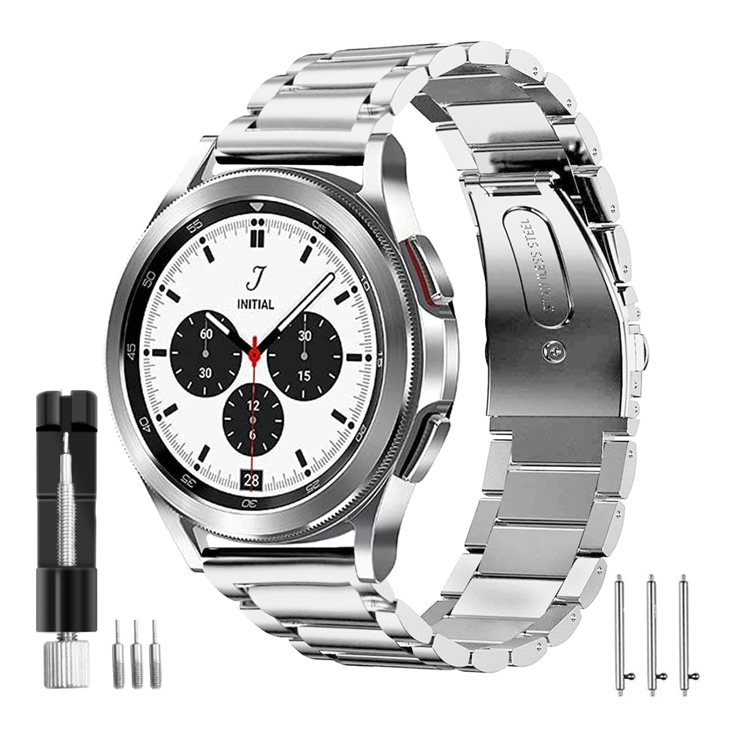 SPGUARD Galaxy Watch 5 Band 40mm/44mm/Pro 45mm&Galaxy Watch 4 Band 40mm/44mm/Watch 4 Classic 42mm/46mm Stainless Steel Metal 20mm Bands Compatible with Samsung Galaxy Watch 5 40/44