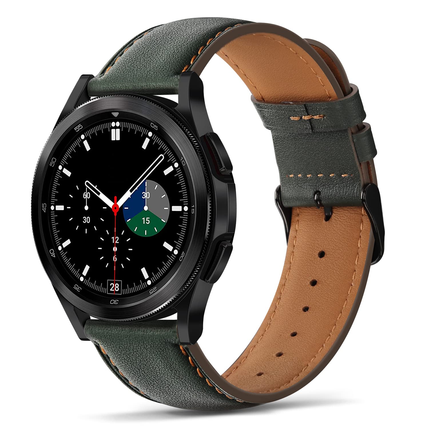 Tasikar 20mm Leather Bands Compatible with Samsung Galaxy Watch 4/Watch 5/Watch 5 Pro Band, Premium Genuine Leather Replacement Bracelet Strap