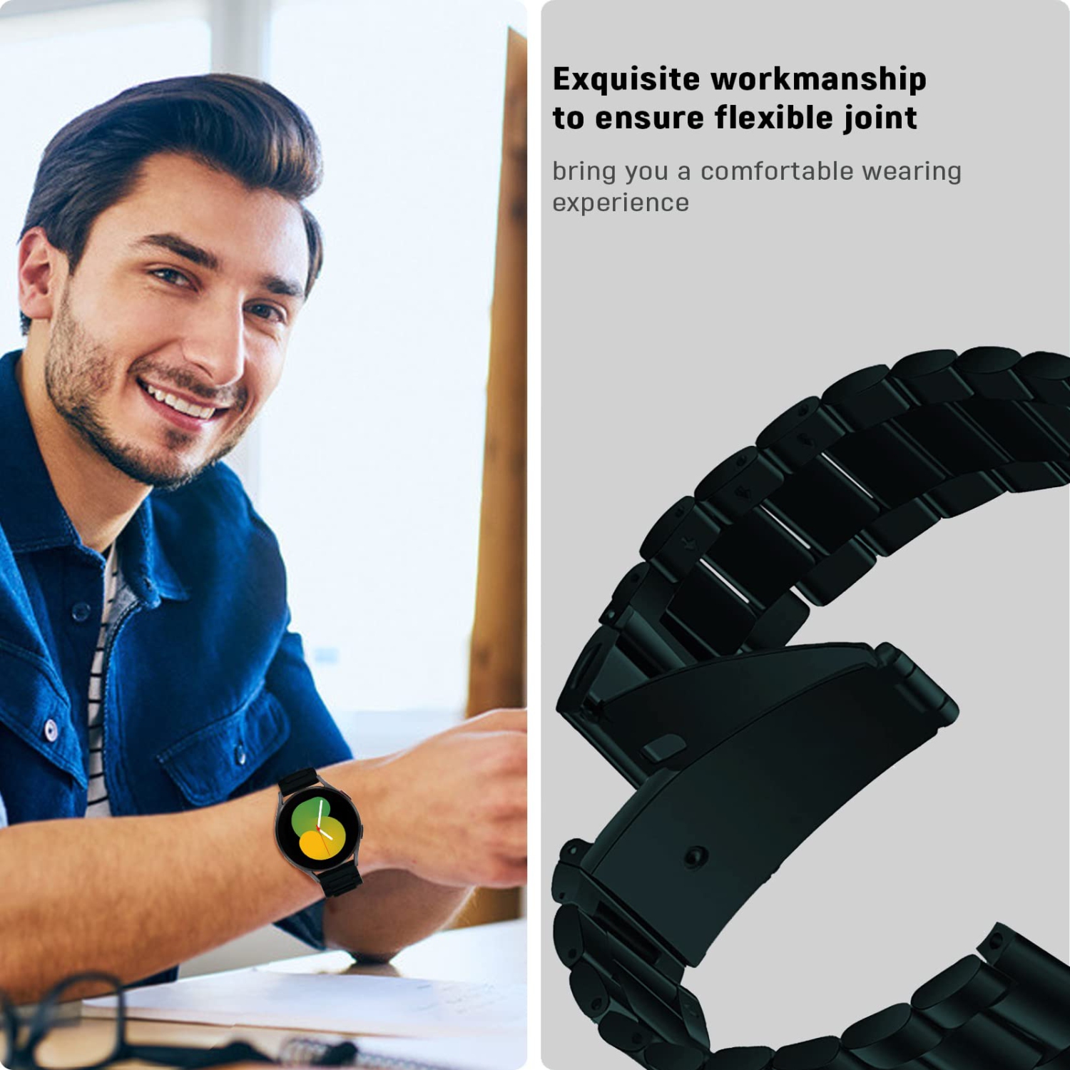 SPGUARD Galaxy Watch 5 Band 40mm/44mm/Pro 45mm&Galaxy Watch 4 Band 40mm/44mm/Watch 4 Classic 42mm/46mm Stainless Steel Metal 20mm Bands Compatible