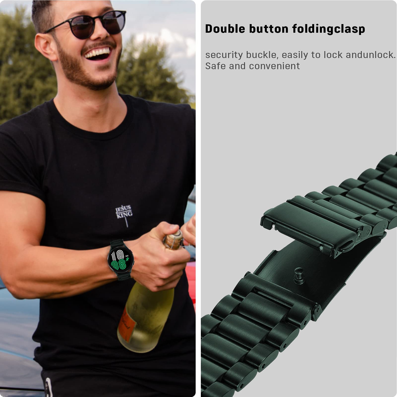 SPGUARD Galaxy Watch 5 Band 40mm/44mm/Pro 45mm&Galaxy Watch 4 Band 40mm/44mm/Watch 4 Classic 42mm/46mm Stainless Steel Metal 20mm Bands Compatible