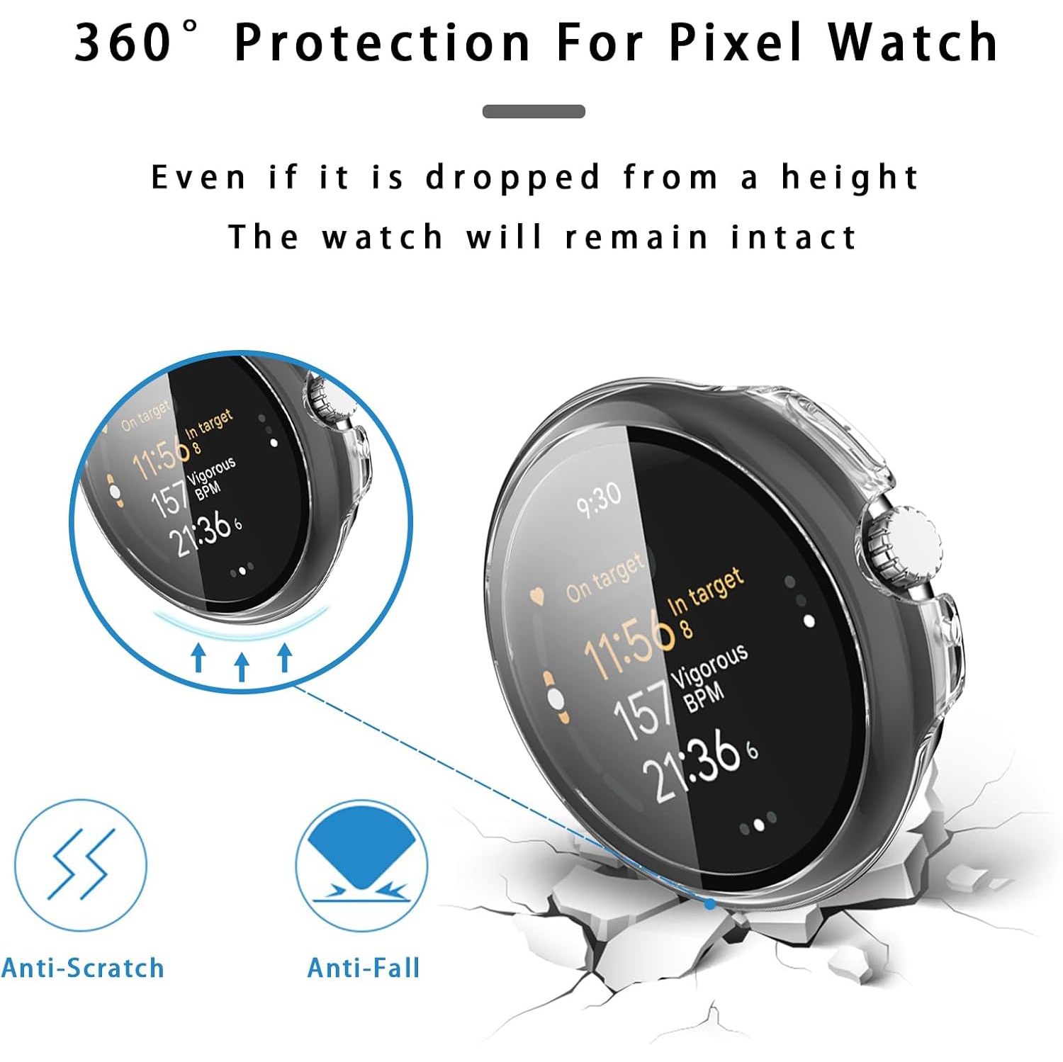 4‑Pack Hard Polycarbonate Screen Guard Shell Cases for Google Pixel Watch Series 3/2/1 41 mm – Rigid 9H PC Protective Cover with Precise Fit & Edge