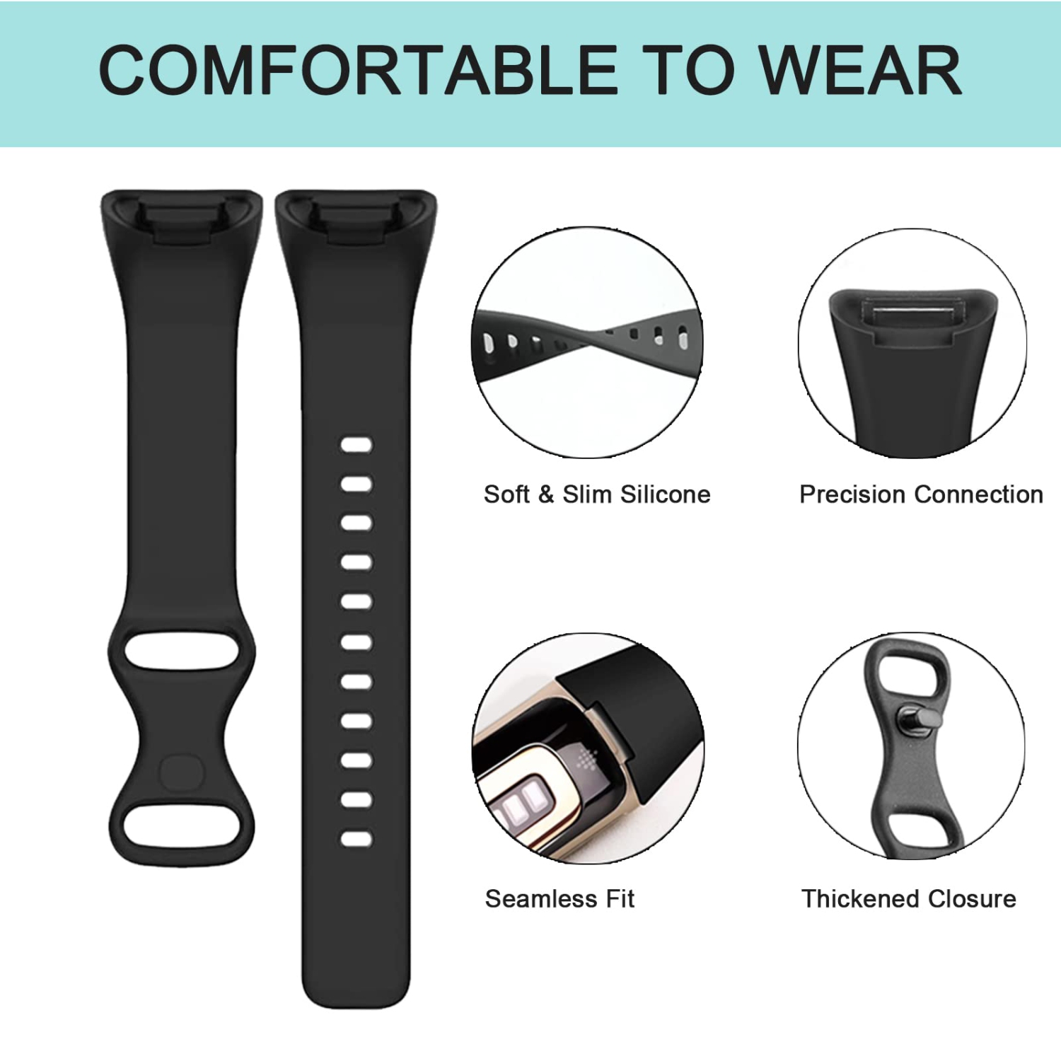 Silicone Slim Band Compatible with Fitbit Charge 5 Bands Women Men, Adjustable Soft Narrow Silicone Sport Strap Replacement Wristbands for Fitbit