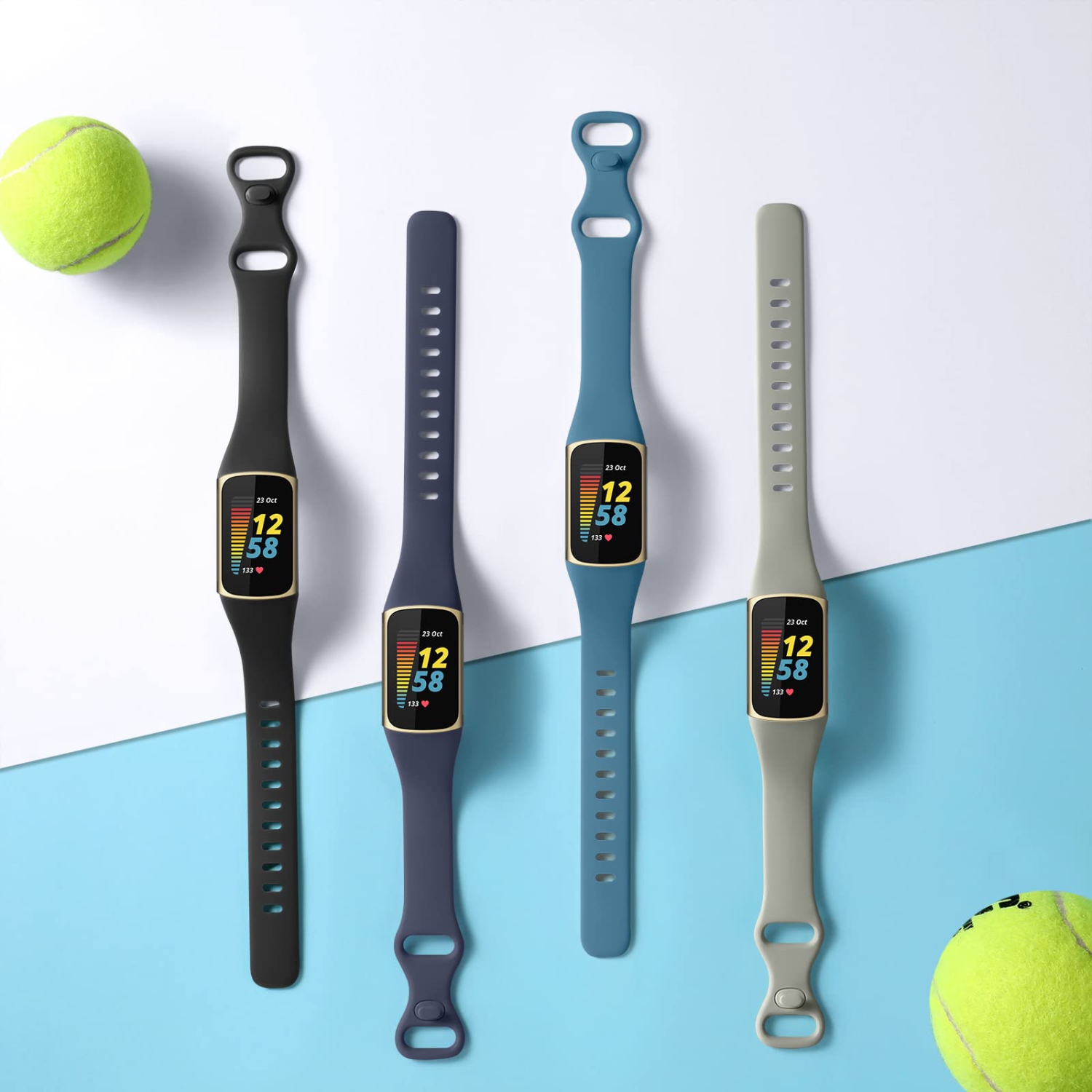 4 Pack Fitbit Charge 5 Bands Women Men, Slim Waterproof Soft Silicone Replacement Wristbands Sport Breathable Band Strap for Fitbit Charge 5 Advanced