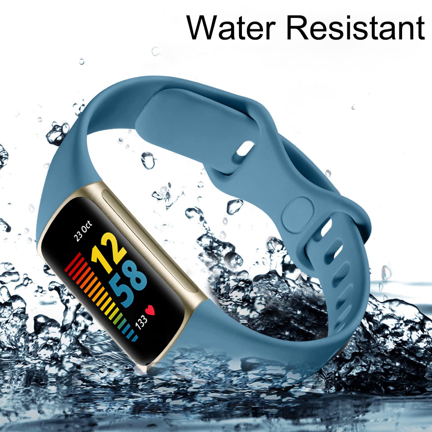 4 Pack Fitbit Charge 5 Bands Women Men, Slim Waterproof Soft Silicone Replacement Wristbands Sport Breathable Band Strap for Fitbit Charge 5 Advanced