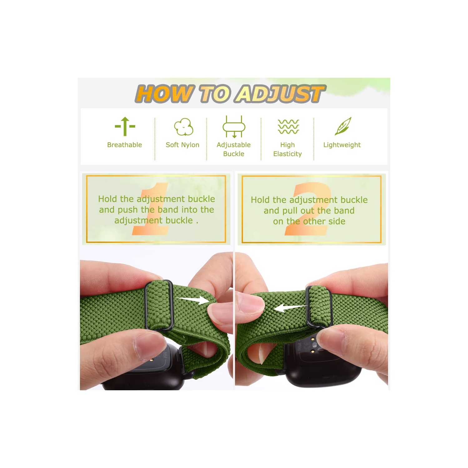 Bracelet élastique de Runohlich compatible avec les montres Versa 4/Sense 2/Fitbit Versa 3/Sense, bracelet élastique en nylon doux et accessoires de