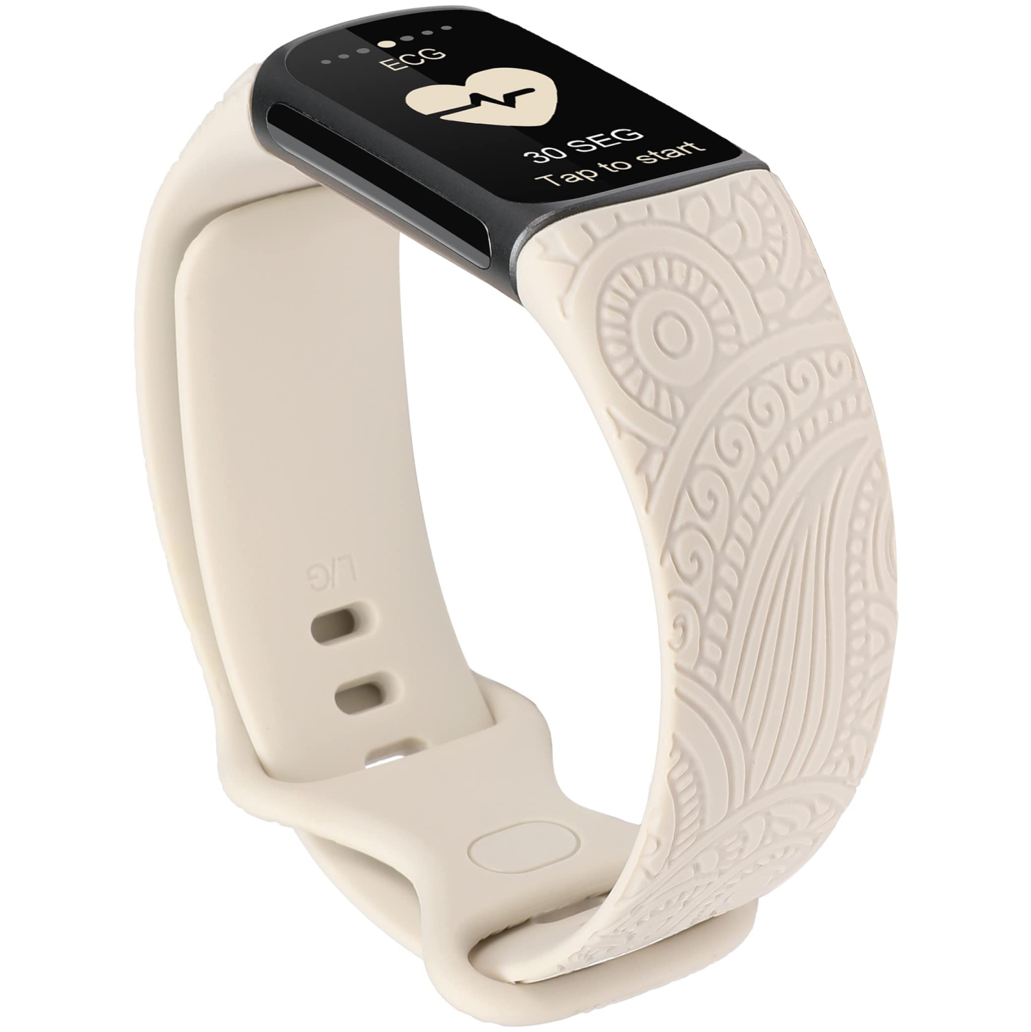 Fitbit Charge 5 Bands for Women Men Soft Silicone Sport Strap Laser Engraved Flower Pattern Replacement Wristband for Charge 5 Fitness Tracker