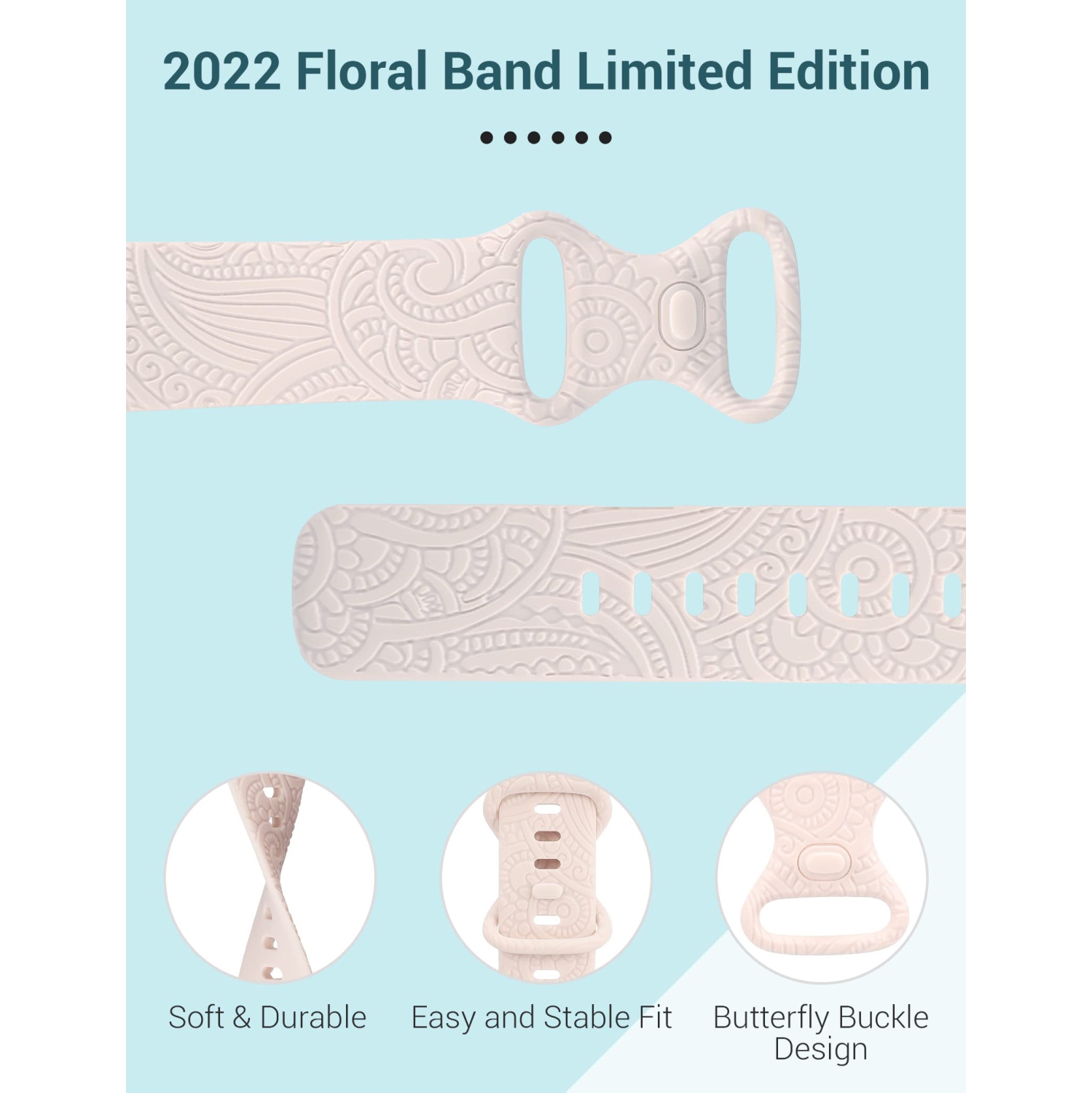 Fitbit Charge 5 Bands for Women Men Soft Silicone Sport Strap Laser Engraved Flower Pattern Replacement Wristband for Charge 5 Fitness Tracker