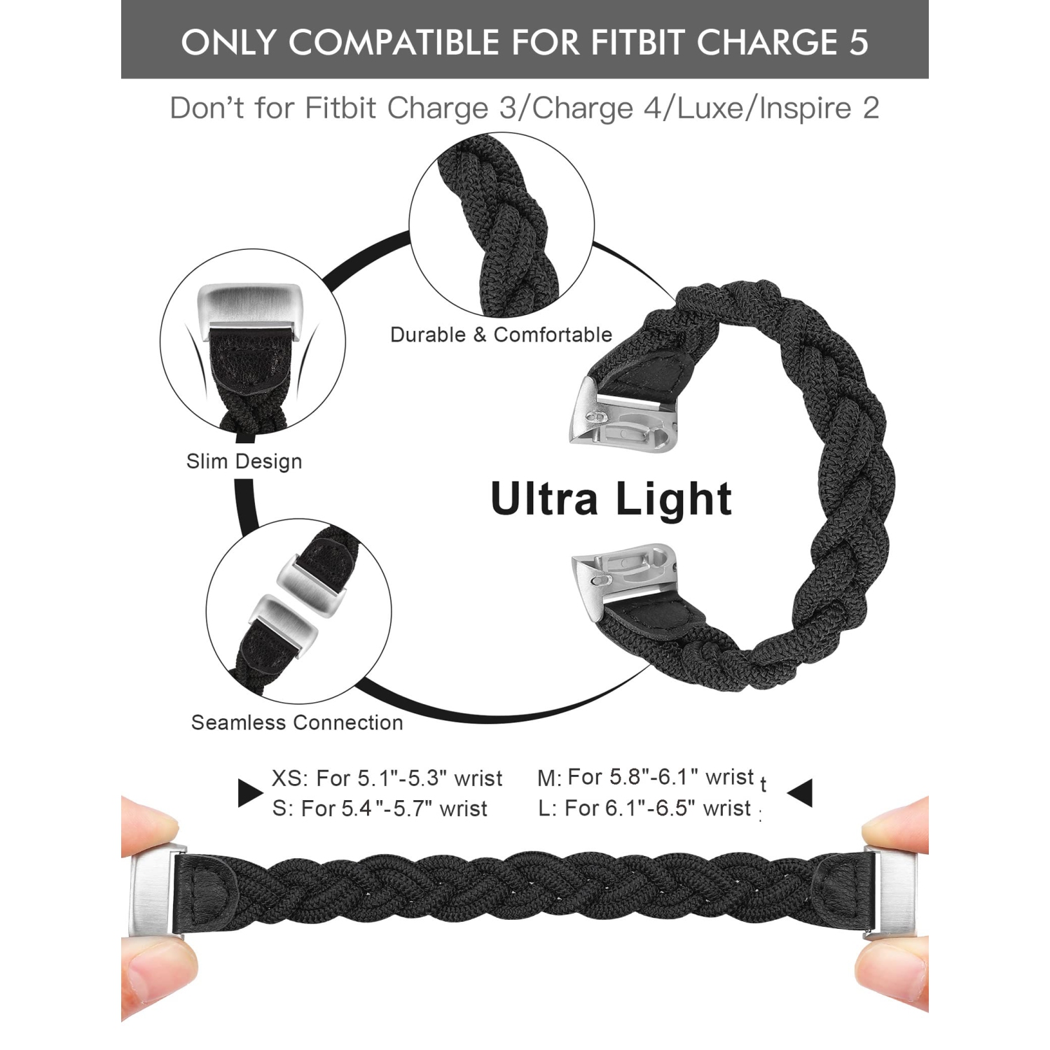 Bracelets charge 5 de Fitbit pour femmes, bracelet boucle Solo mince élastique souple élastique élastique élastique élastique pour bracelet charge 5,