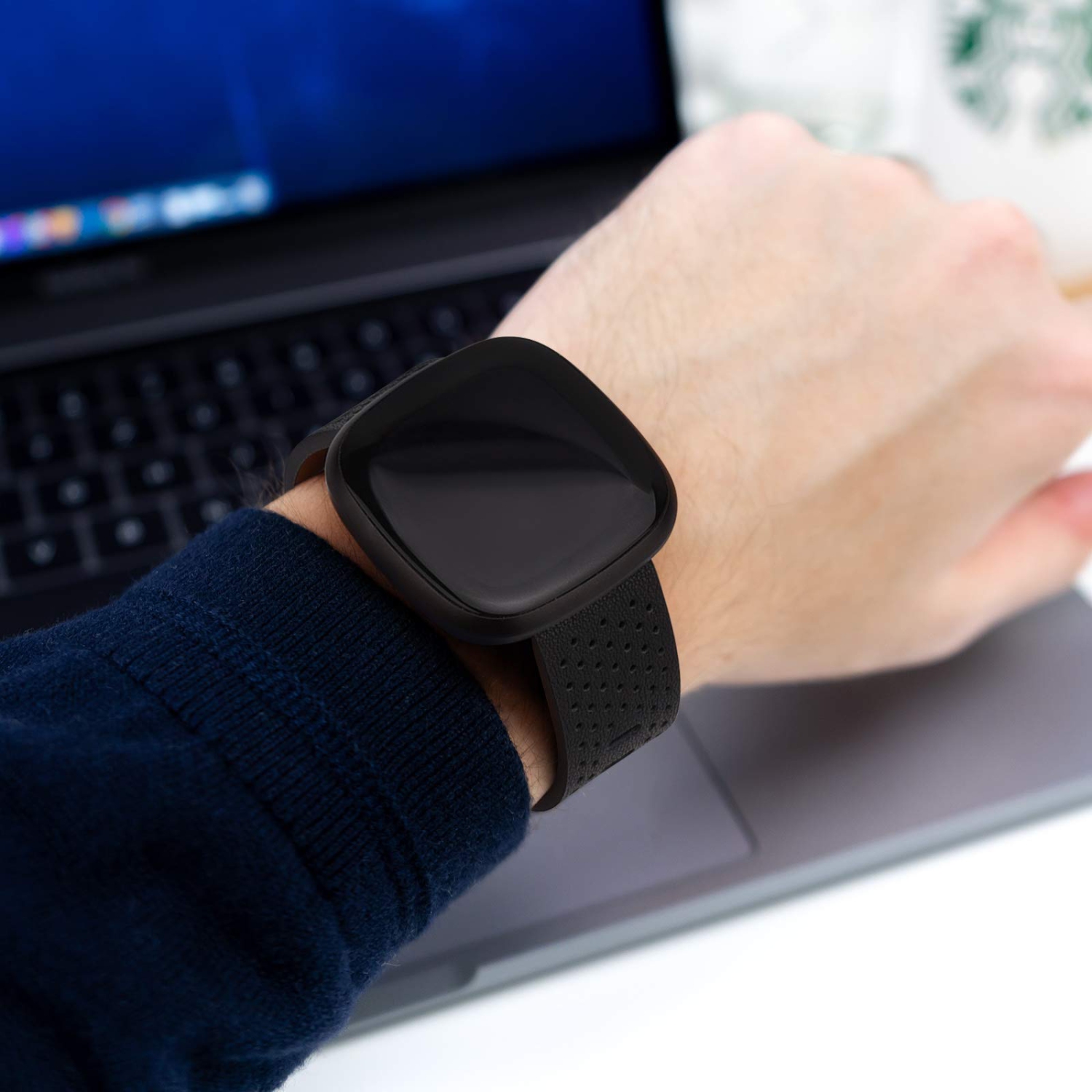 Bracelets en cuir compatibles Fitbit Sense & Sense 2/Versa 3 et 4, bracelet classique en cuir véritable pour montre intelligente Versa 3/Sense,