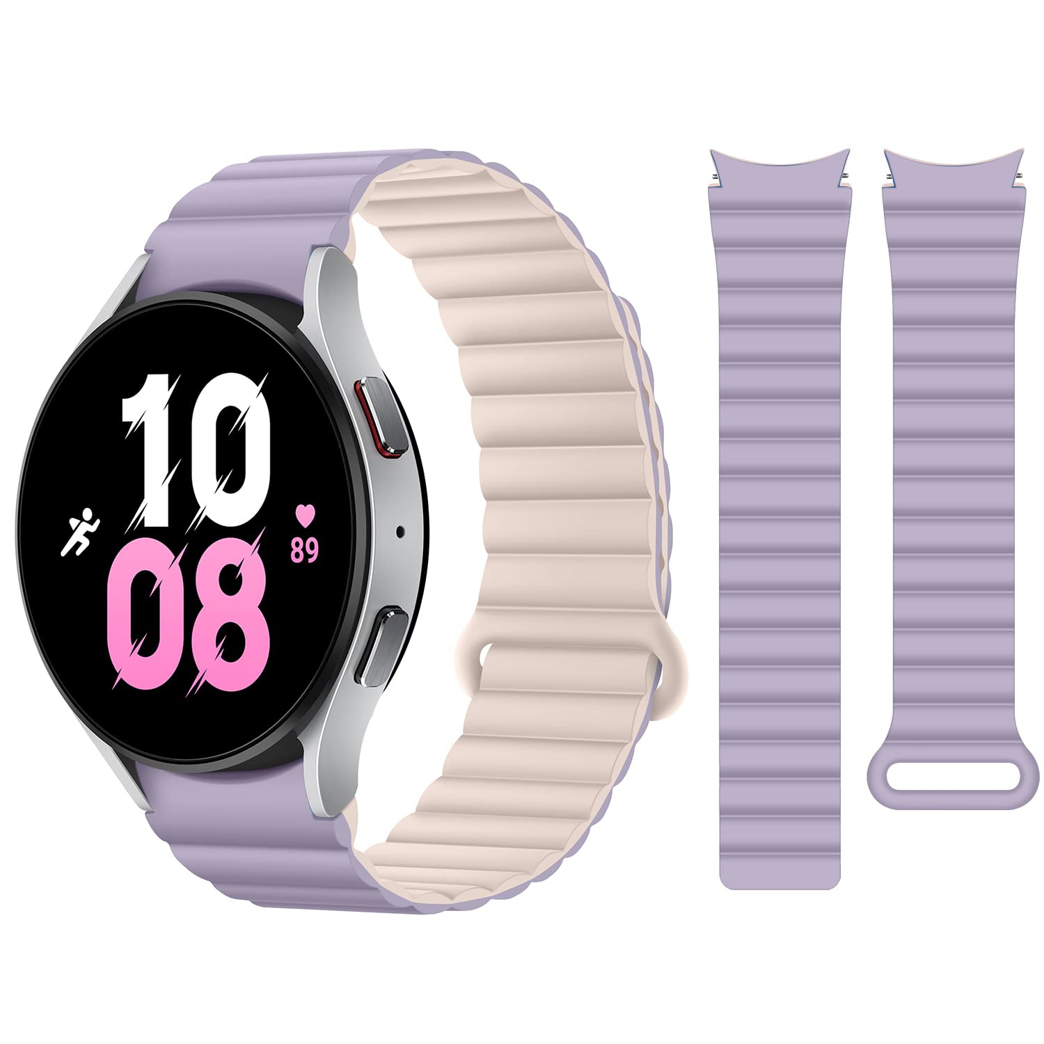 HITZEE Bands Compatible with Samsung Galaxy Watch 4 Band 40mm 44mm Galaxy Watch 5, 20mm Silicone Magnetic Loop Sport Strap Bracelet for Galaxy Watch 4 Classic/Watch 5 Pro, Purple P
