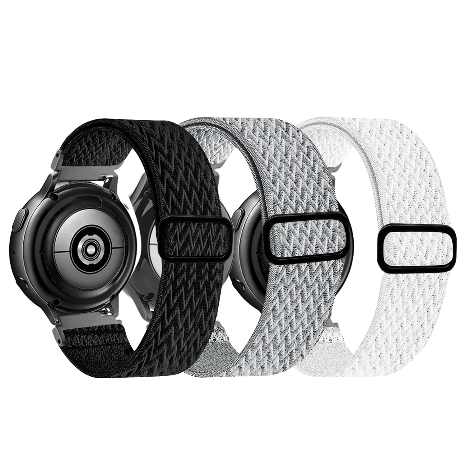 20mm Stretchy Bands Compatible with Samsung Galaxy Watch 5/4 40mm 44mm/Watch 5 Pro 45mm/Watch 4 Classic 42mm 46mm, Nylon Strap for Galaxy Active 2 40 44mm/Active 40mm/Watch 3 41mm/