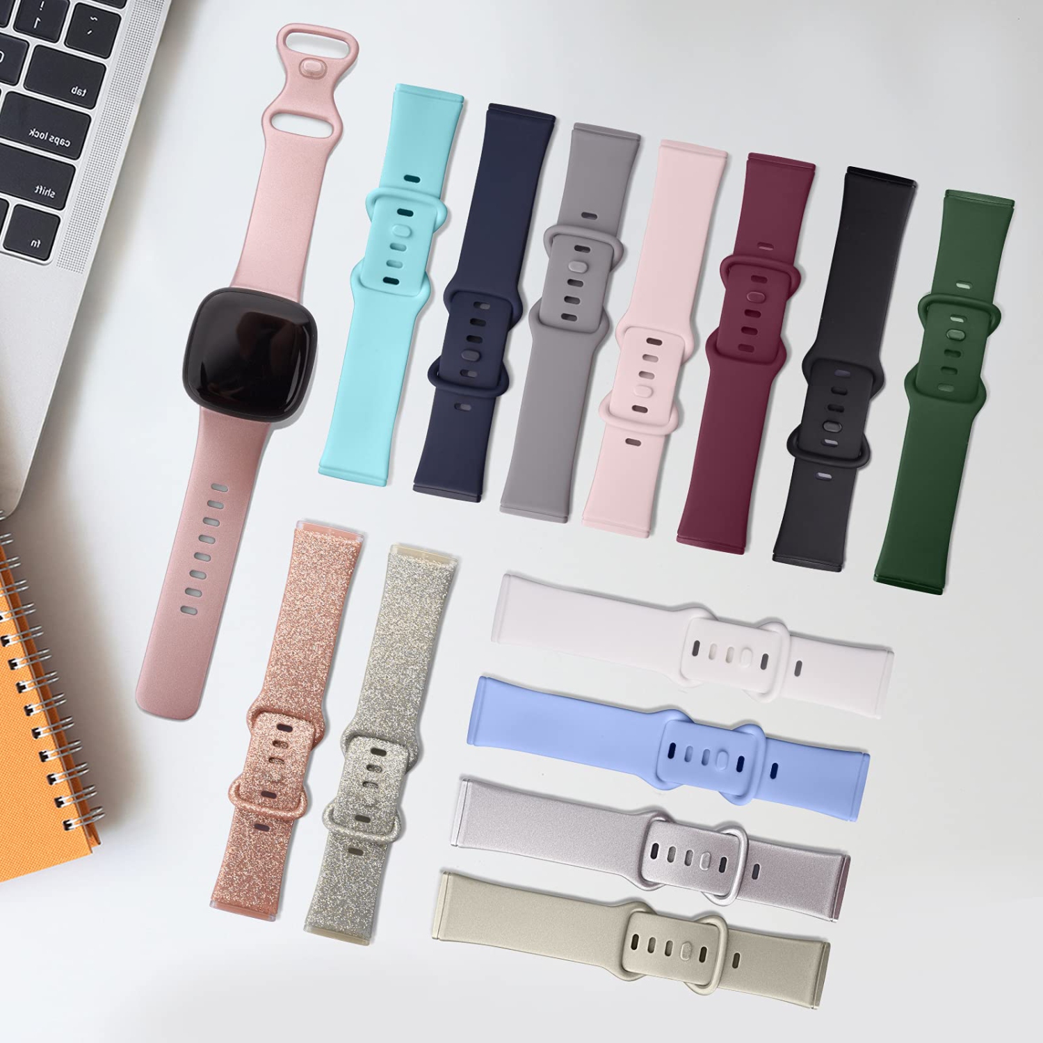 Silicone Bands for Fitbit Sense 2/Sense/Versa 3/Versa 4 Bands Women Men, Soft Sport Bands Replacement Wristbands for Fitbit Sense & Sense 2/Versa 3 &