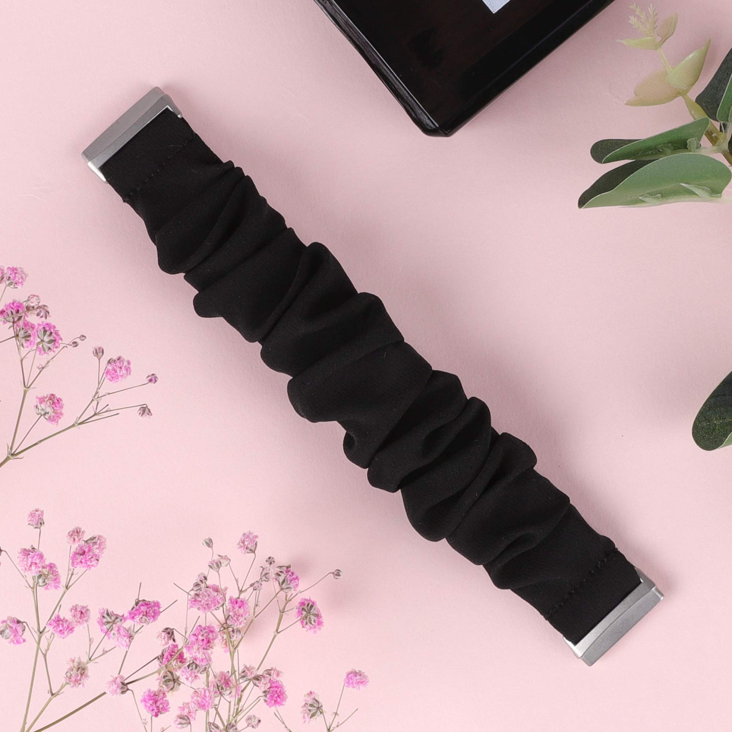 Fitbit Sense Band/Versa 3 Bands for Women Elastic Scrunchies Strap Bracelet Soft Stretch Cloth Fabric Wristband Replacement for Fitbit Versa 3