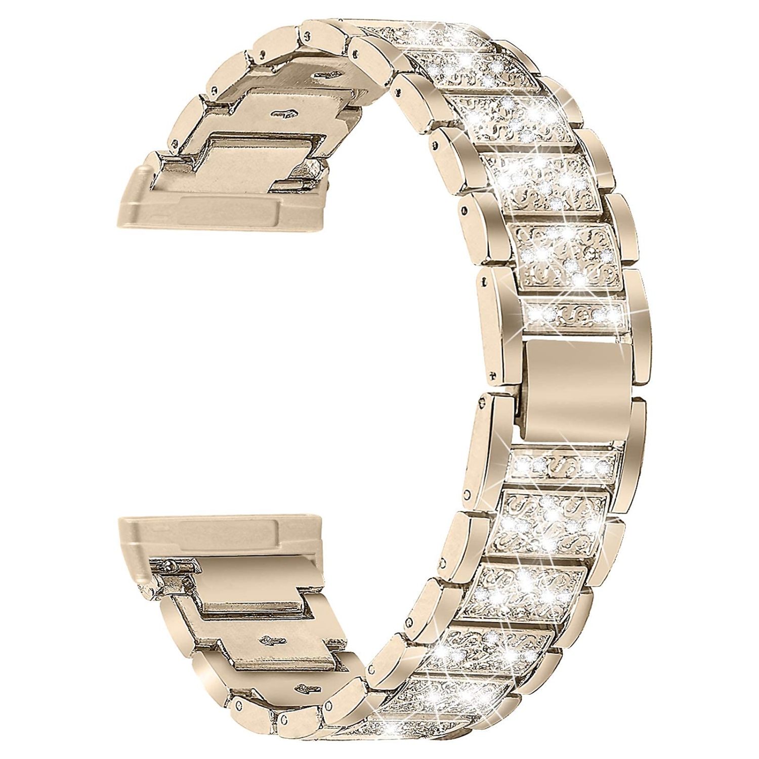 Fitbit Versa 4 / Versa 3 / Sense 2 / Sense Metal Bands for Women Girl, Diamond Jewelry Stainless Steel Wristband Adjustable Bracelet Crystal Strap