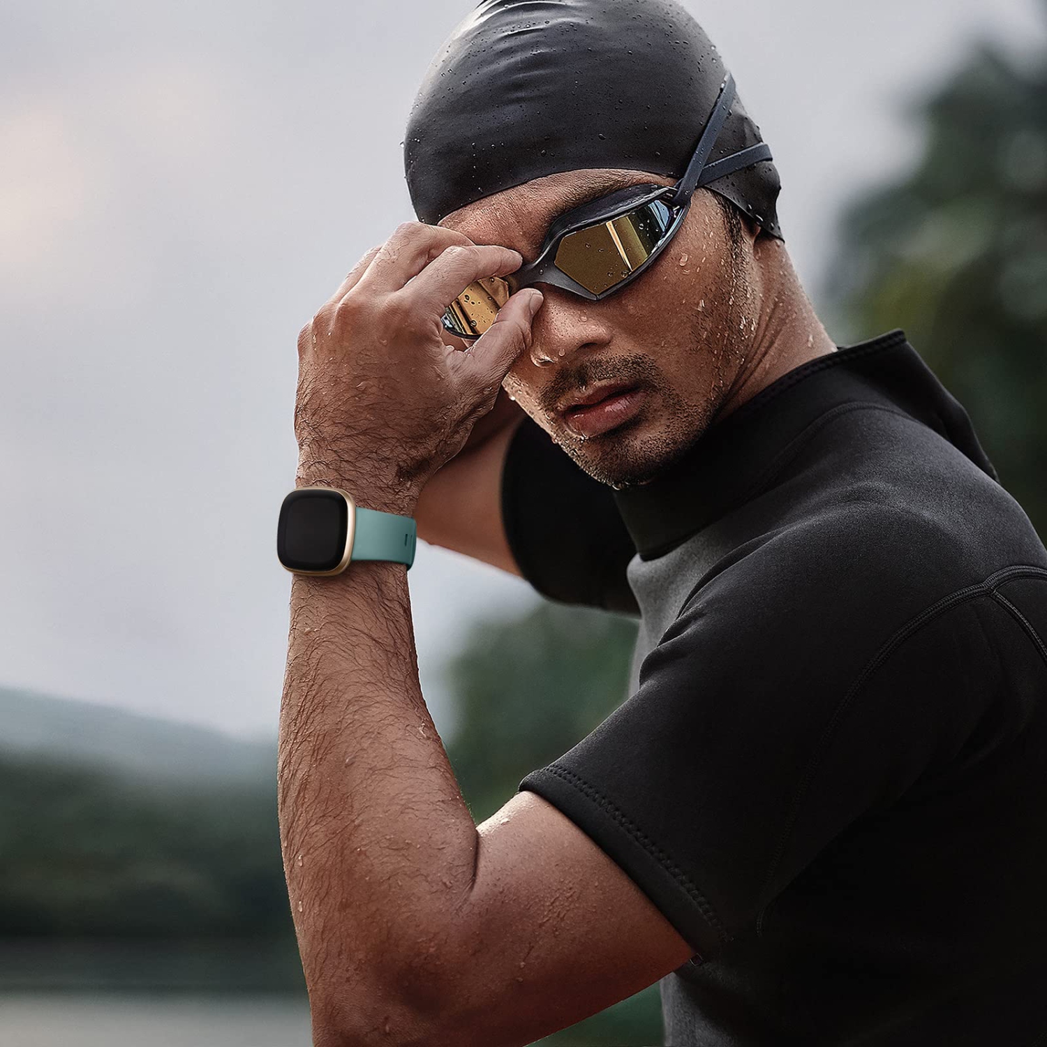 4 Pack Sport Bands Compatible with Fitbit Versa 3/Versa 4 Bands/Fitbit Sense Bands, Soft Durable TPU Waterproof Wristband Replacement Straps for