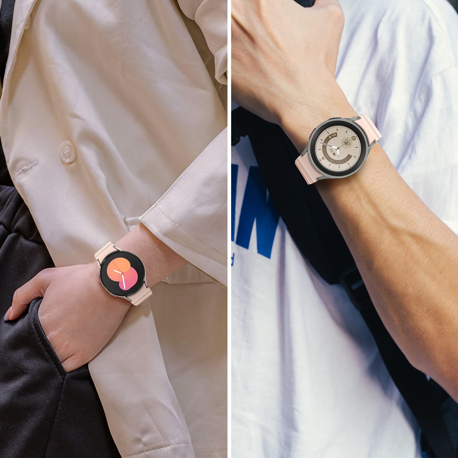 Bracelets HITZEE compatibles avec les bracelets Galaxy Watch 4 40 mm de Samsung Galaxy Watch 5, bracelet sport à boucle magnétique 20 mm en silicone