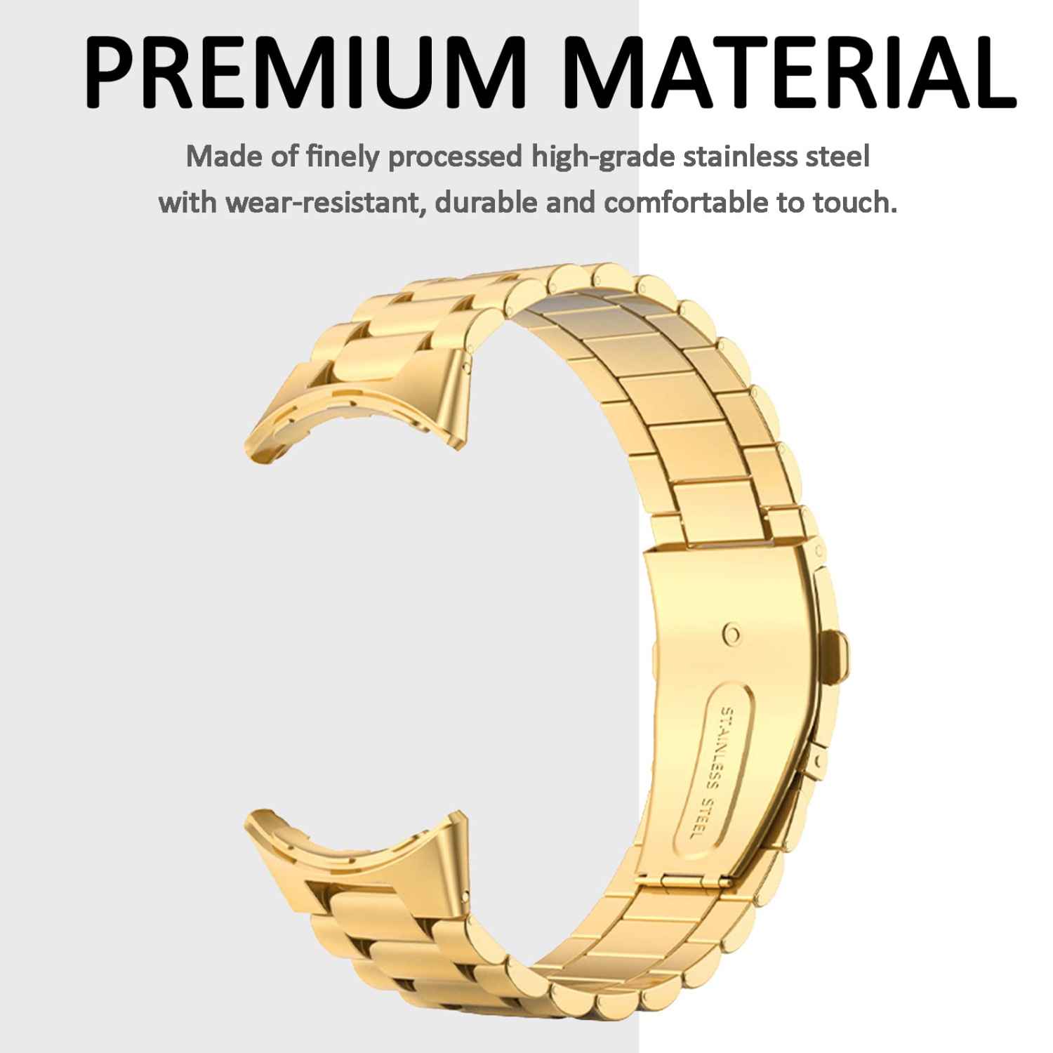 Miimall Compatible with Google Pixel Watch Band Metal, No Gap Stainless Steel Metal Wristband Strap Band for Google Pixel Watch 2022 Men Women