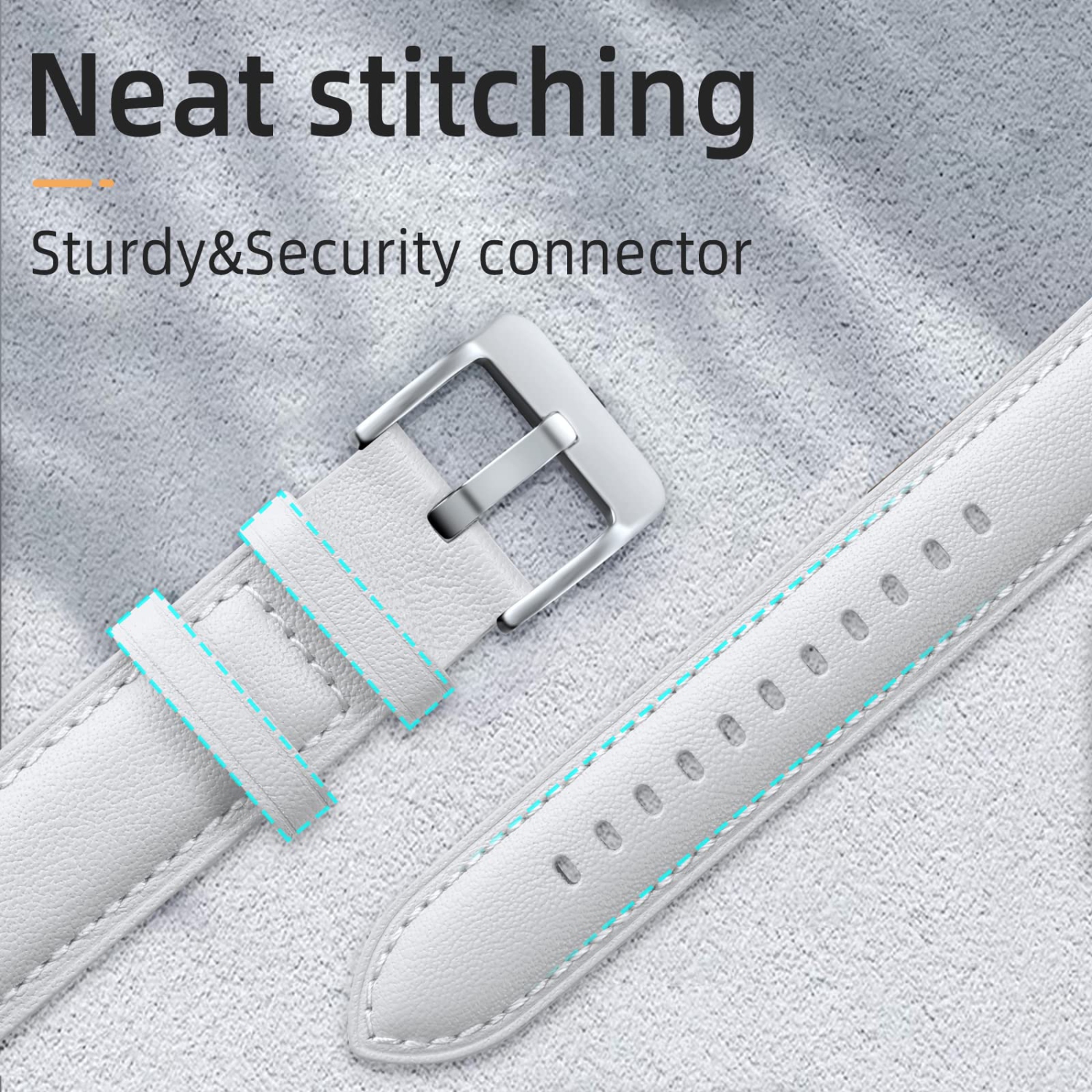 Leather Band Compatible for Fitbit Versa 3 / Fitbit Sense/Fitbit Sense 2 / Fitbit Versa 4 Bands Women Men, Elegant Replacement Wristband for Fitbit