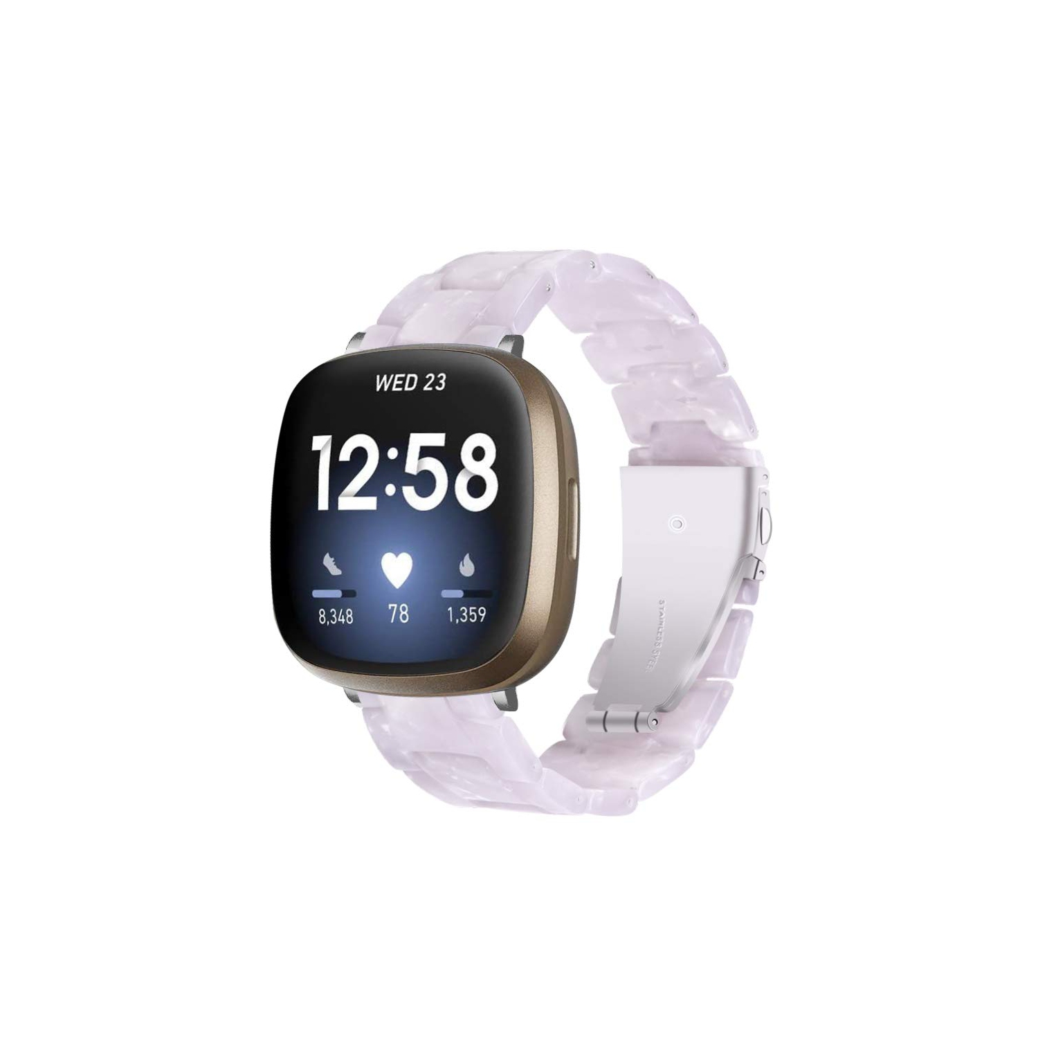 Compatible with Fitbit Versa 4 / Versa 3 / Sense 2 / Fitbit Sense Resin Band with Tools, Unique Elegant Wristband Adjustable Sport Strap for Versa 4 3 & Sense 2 Smartwatch Resin Ba