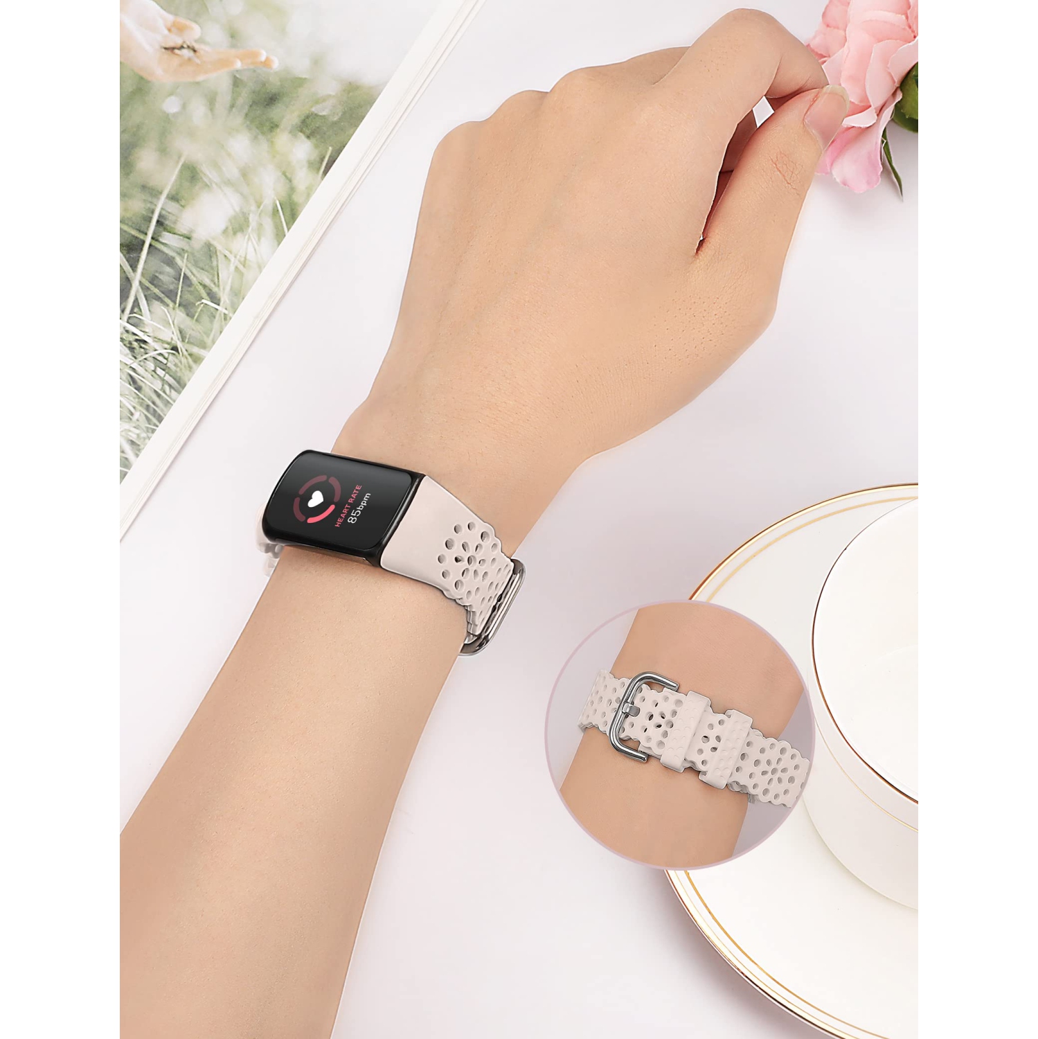 Bracelets sport minces à lacets élastiques pour femmes charge 5 de Fitbit remplacement bracelet sport mince à bracelet sport souple en silicone pour