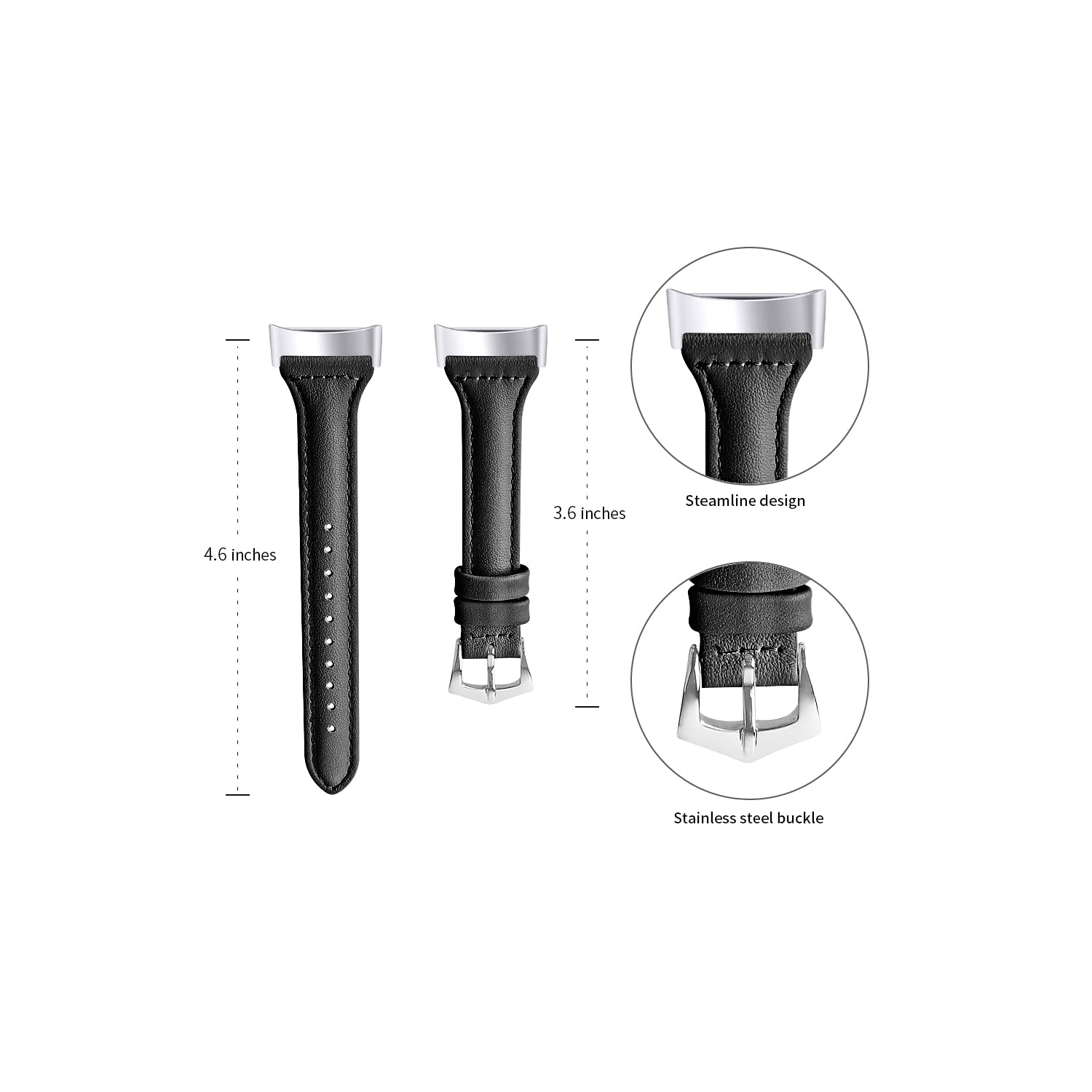 Fitbit Charge 5 Leather Band Women Men, Classic Genuine Leather Wristband Adjustable Bracelet Sport Straps for Charge 5 Accessories