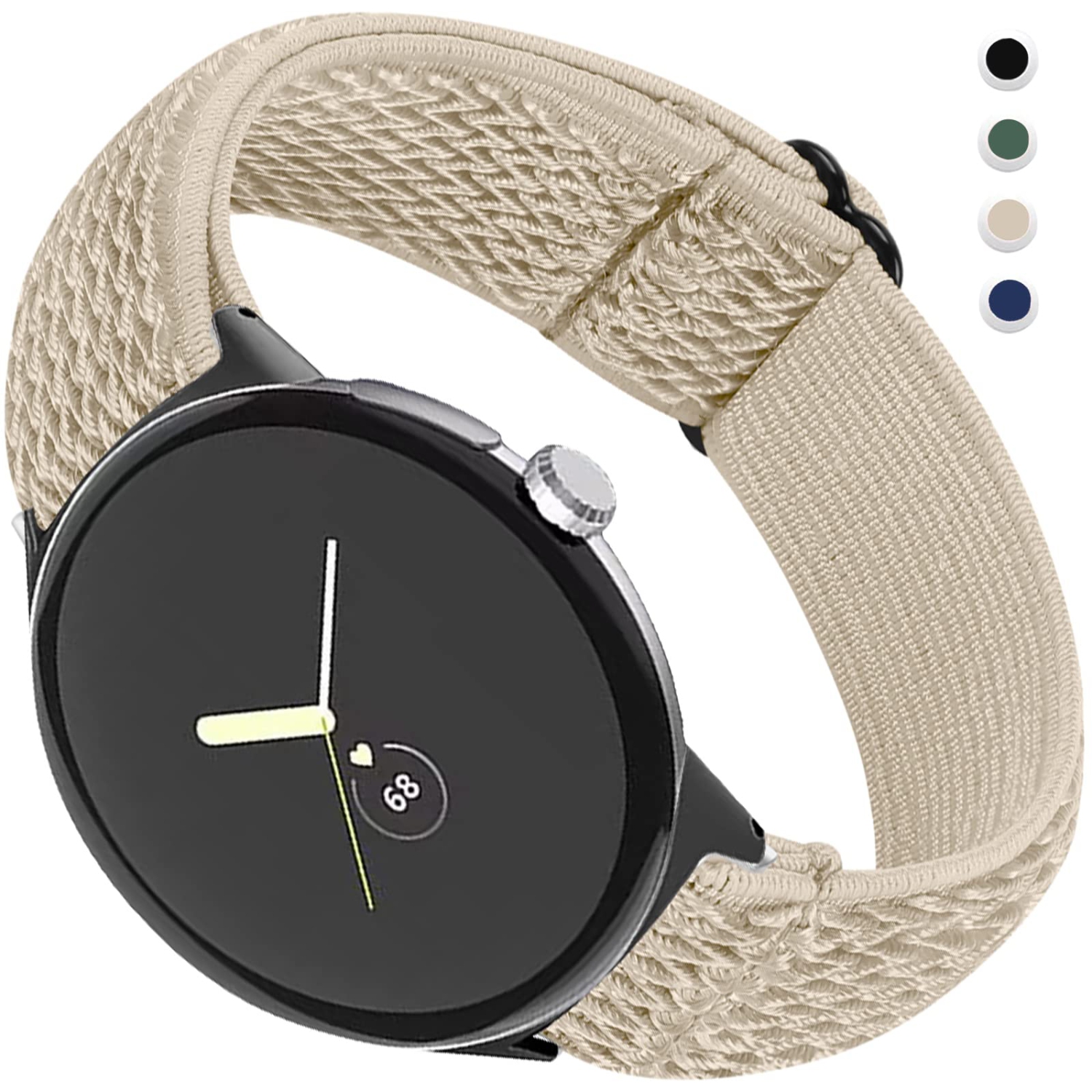 NINKI Stretchy Nylon Band Compatible Google Pixel Watch Bands Men Women,Adjustable Sport Breathable Soft Wristband Loop Woven Strap for Google Pixel