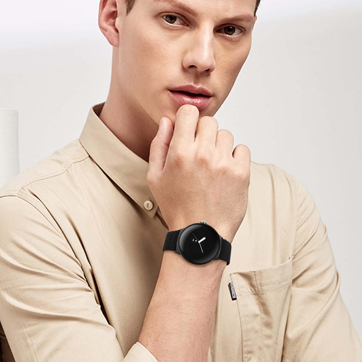 2 Pack Stretchy Nylon Compatible with Google Pixel Watch Band for Women Men, Elastic Soft Braided Sport Bands Accessories Strap Replacement for