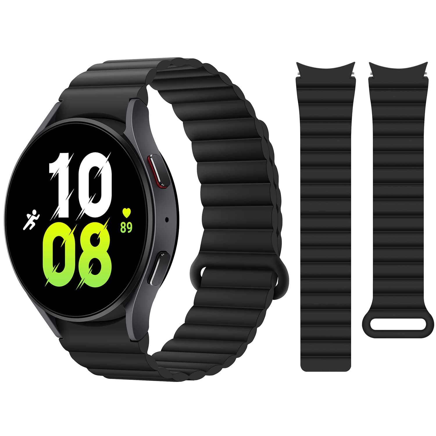 HITZEE Bands Compatible with Samsung Galaxy Watch 4 Band 40mm 44mm Galaxy Watch 5, 20mm Silicone Magnetic Loop Sport Strap Bracelet for Galaxy Watch 4 Classic/Watch 5 Pro, Black