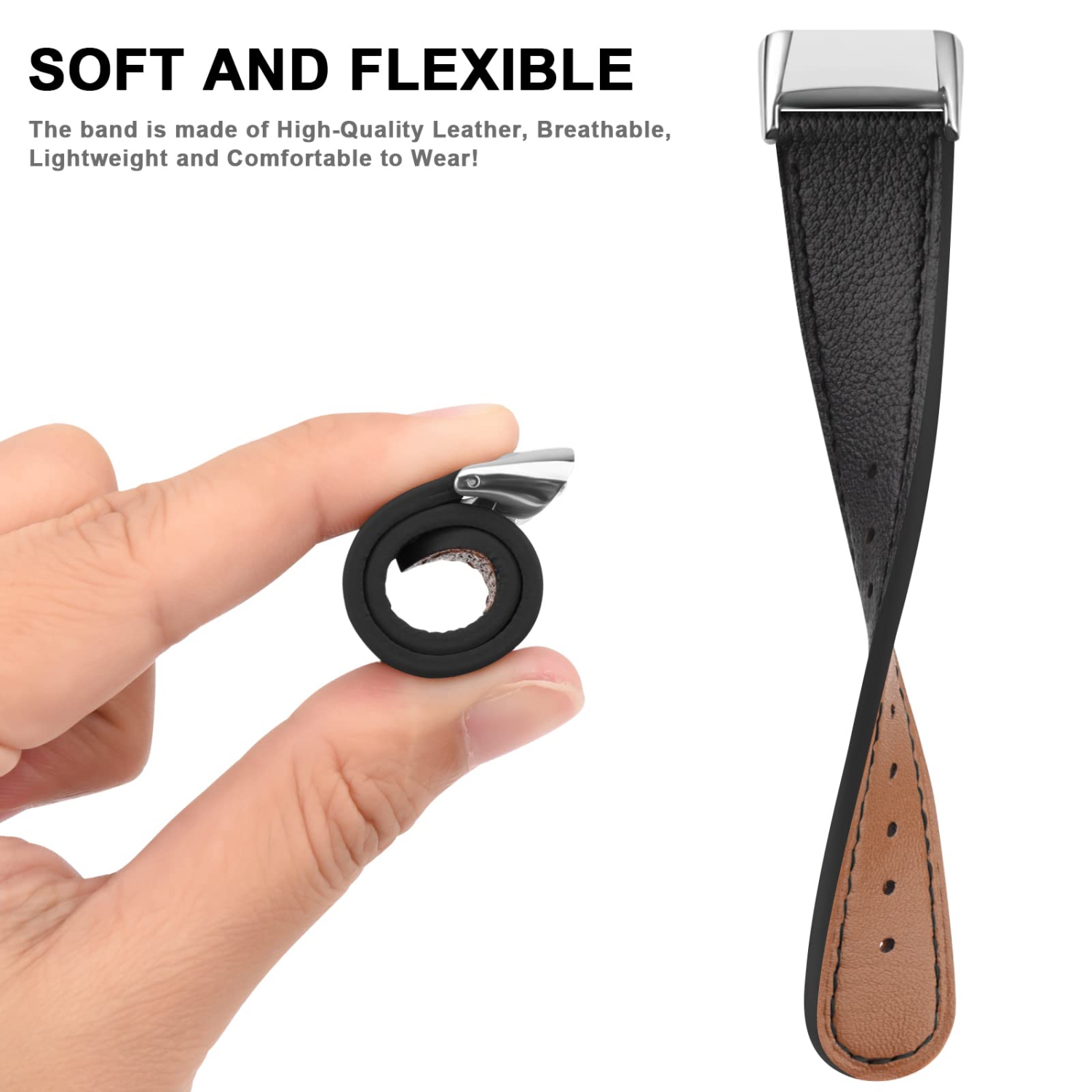 Leather Bands for Fitbit Charge 5 Bands Women Men, Top Grain Leather Band Replacement Wristbands Straps for Fitbit Charge 5 Advanced Fitness Tracker