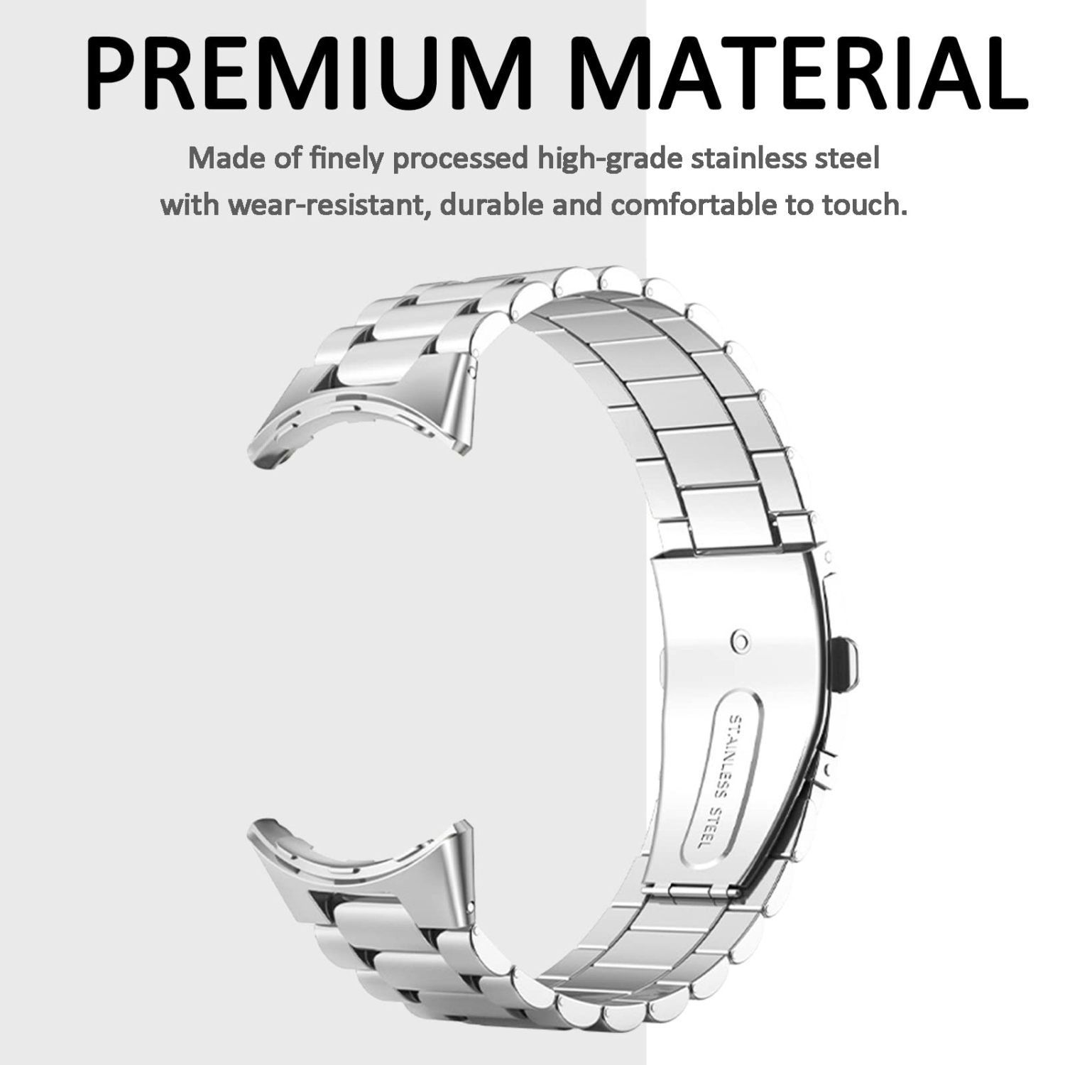 Miimall Compatible with Google Pixel Watch Band Metal, No Gap Stainless Steel Metal Wristband Strap Band for Google Pixel Watch 2022 Men Women