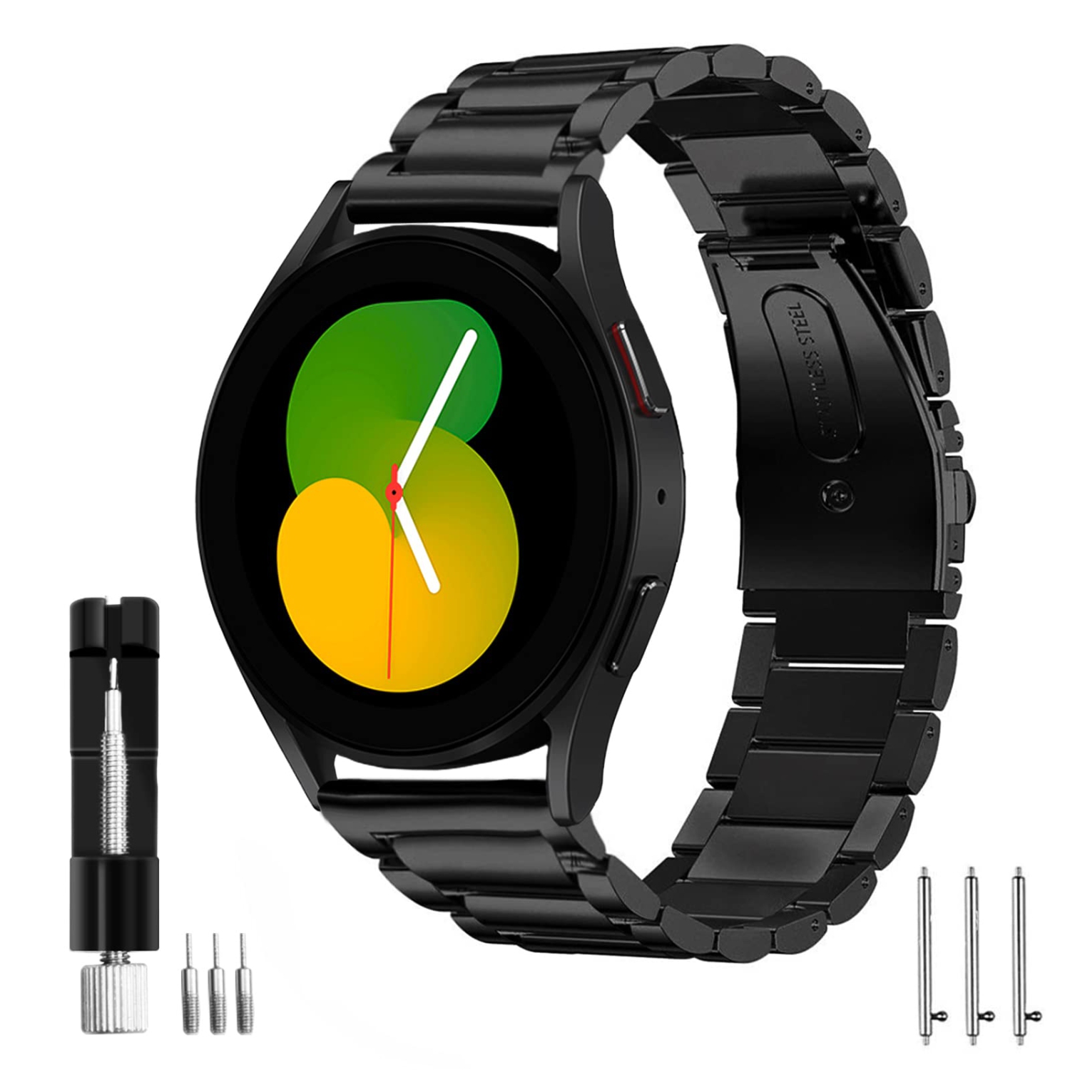 SPGUARD Galaxy Watch 5 Band 40mm/44mm/Pro 45mm&Galaxy Watch 4 Band 40mm/44mm/Watch 4 Classic 42mm/46mm Stainless Steel Metal 20mm Bands Compatible with Samsung Galaxy Watch 5 40/44