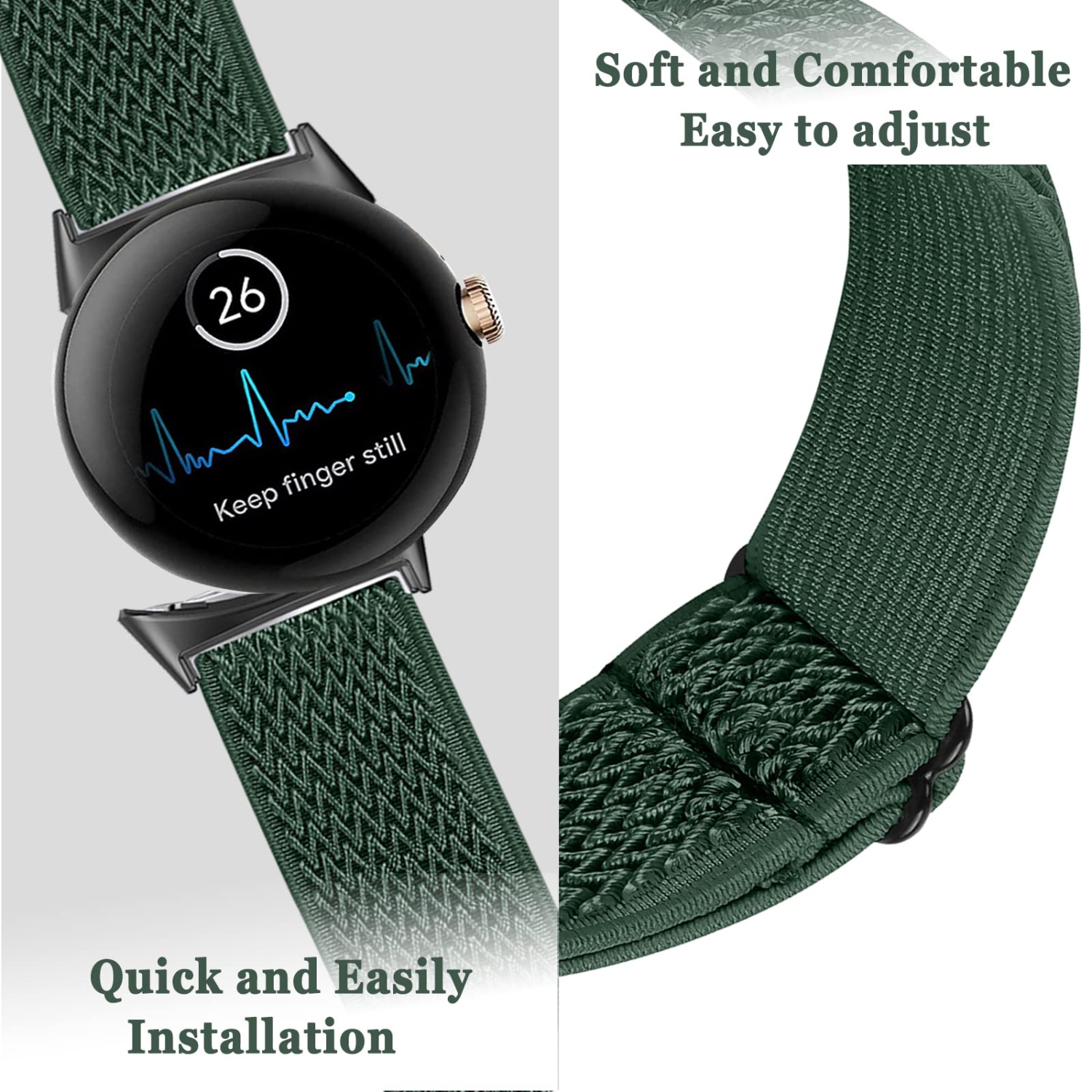 Bracelet en nylon élastique pour Pixel Watch 2 de Google, bracelet sport souple ajustable, bracelet tissé perméable à l'air pour hommes et femmes –