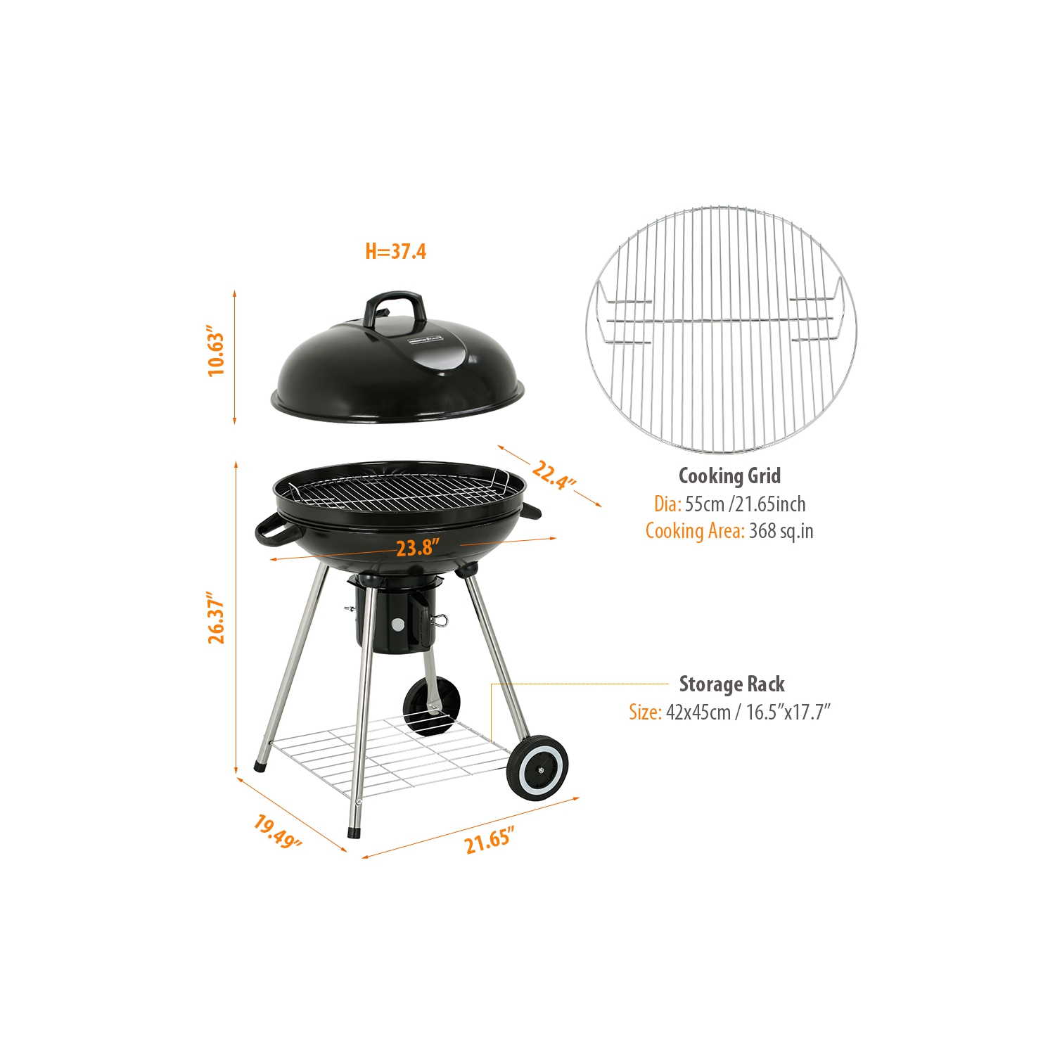 22'' Charcoal Kettle Grill