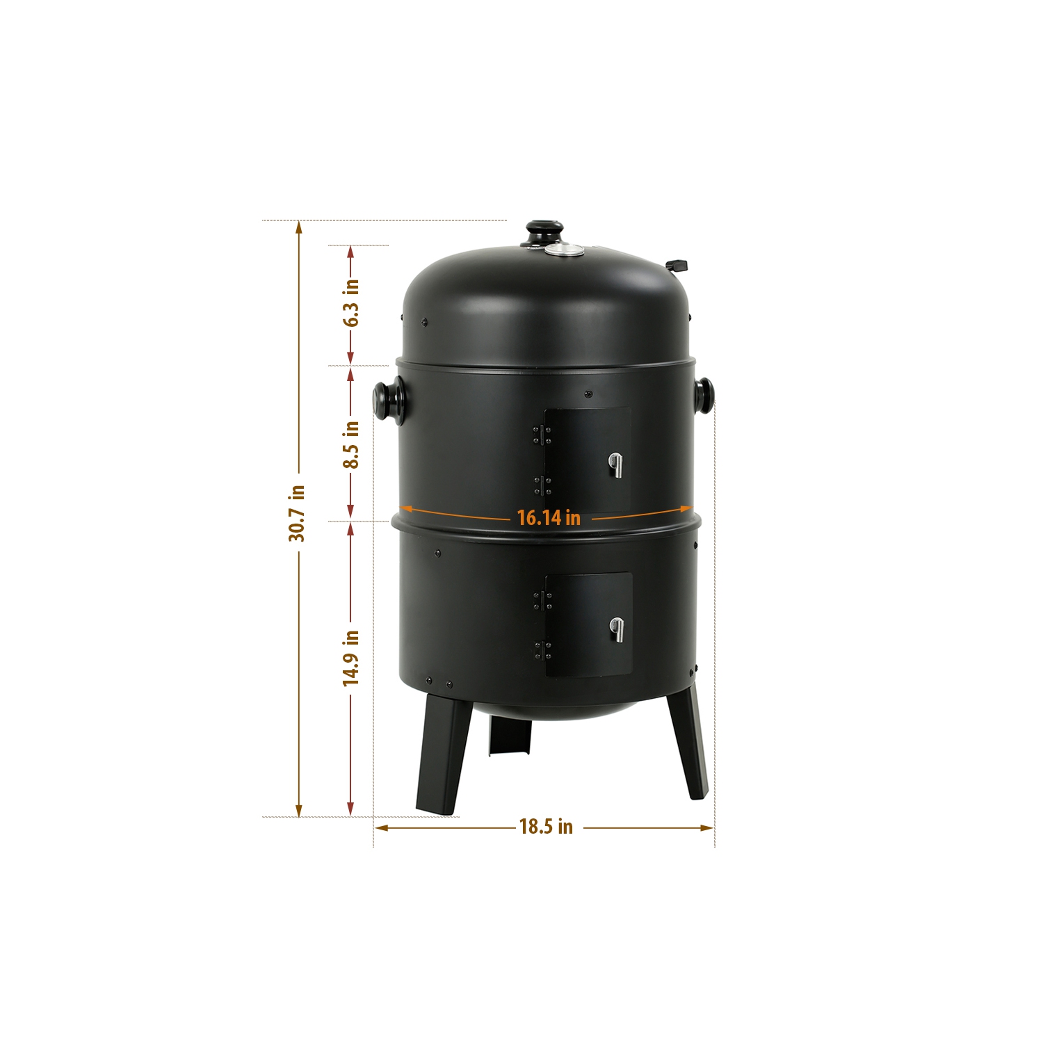 16'' Vertical Charcoal Smoker Grill