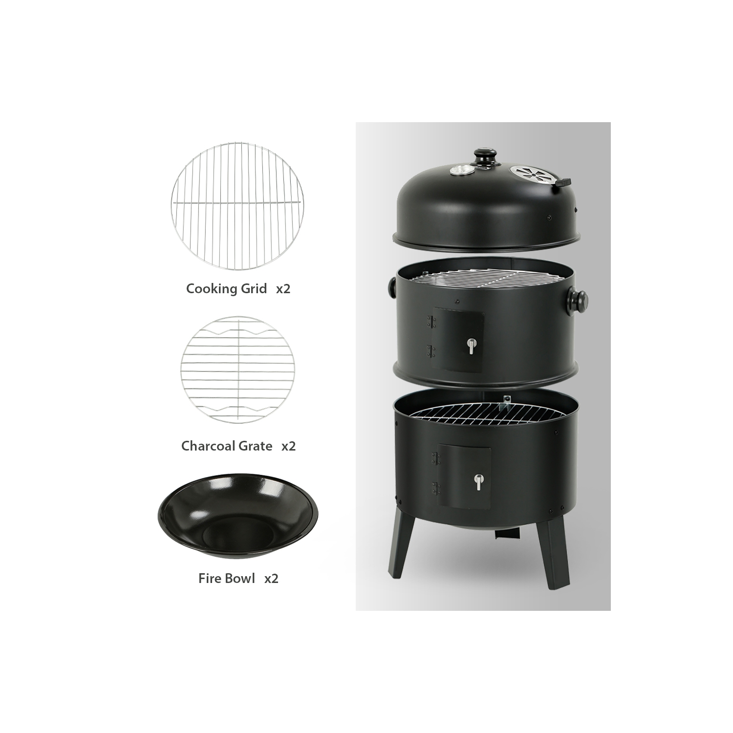 16'' Vertical Charcoal Smoker Grill