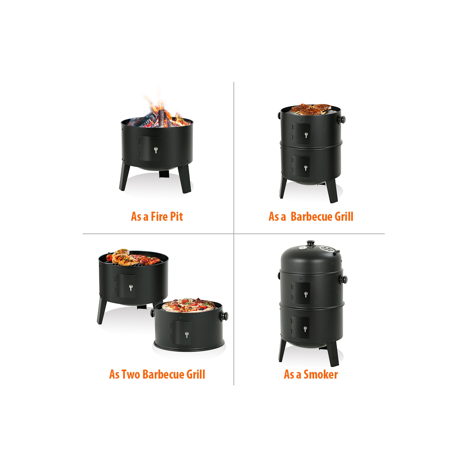 16'' Vertical Charcoal Smoker Grill