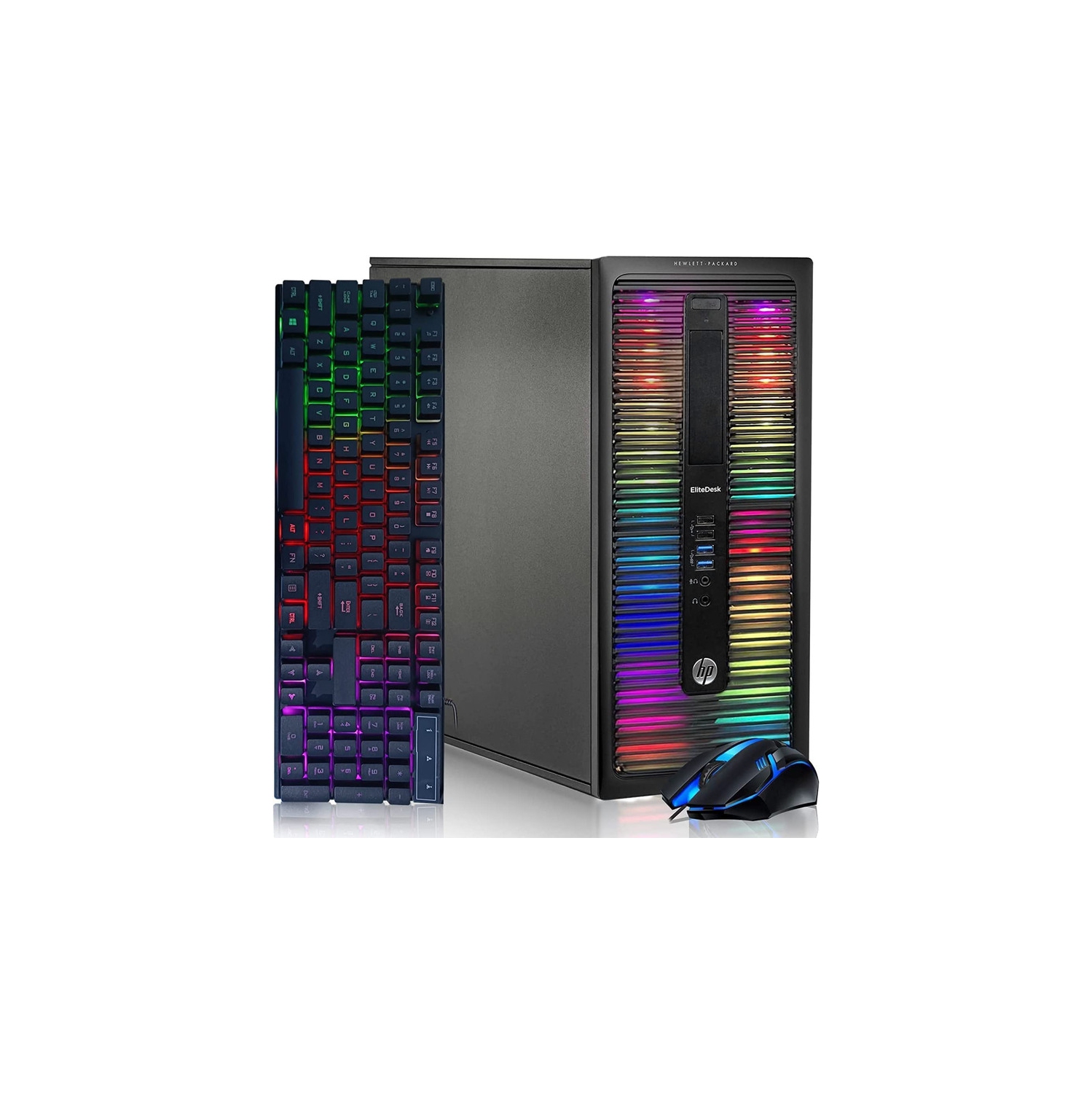 Refurbished (Excellent) - HP RGB Gaming Desktop Computer - Intel Quad I7, 32GB, 512G SSD + 3TB, GeForce GTX 1660 Super, RGB Keyboard & Mouse, WiFi & BT 5.0, Win 10 Pro