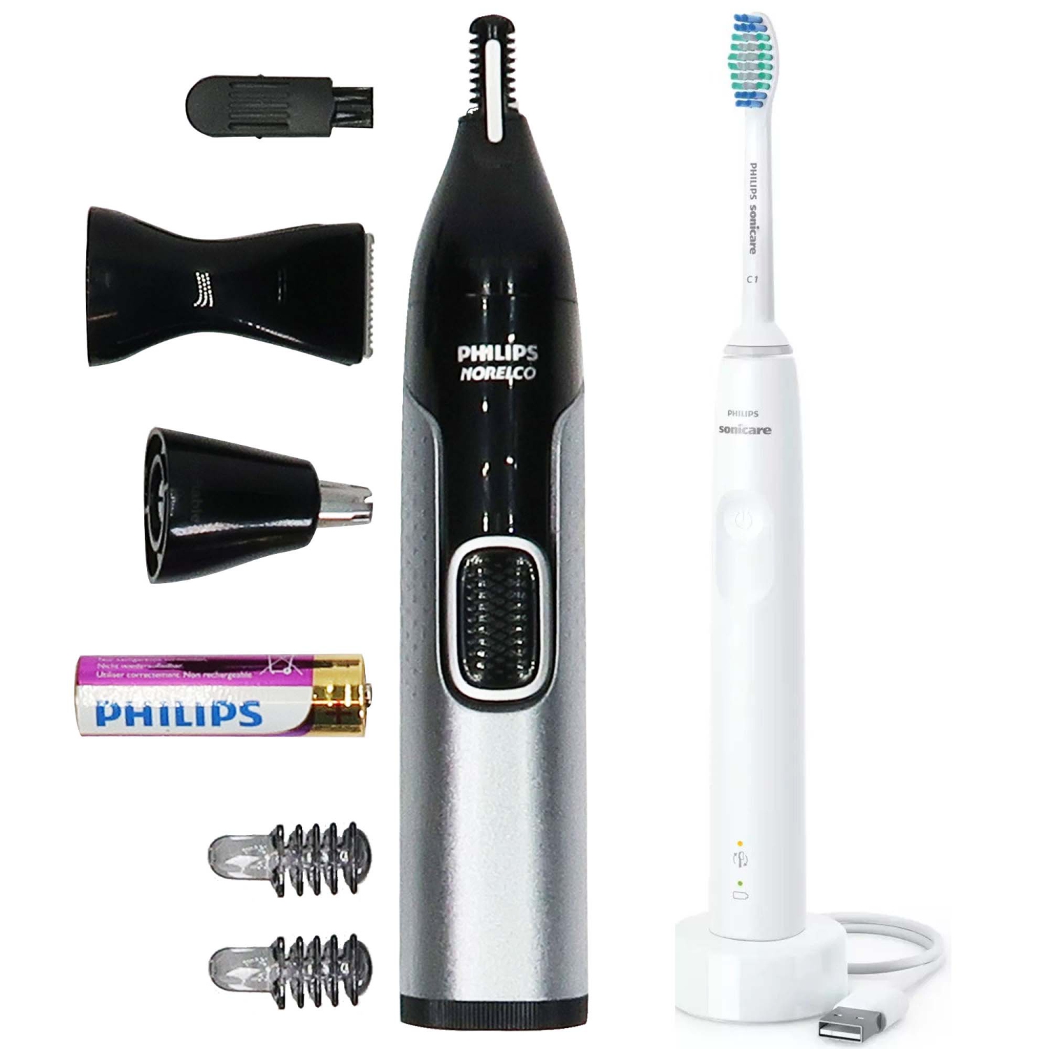 Philips Sonicare Electric Toothbrush HX3681 + Norelco Precision Trimmer Kit 5000