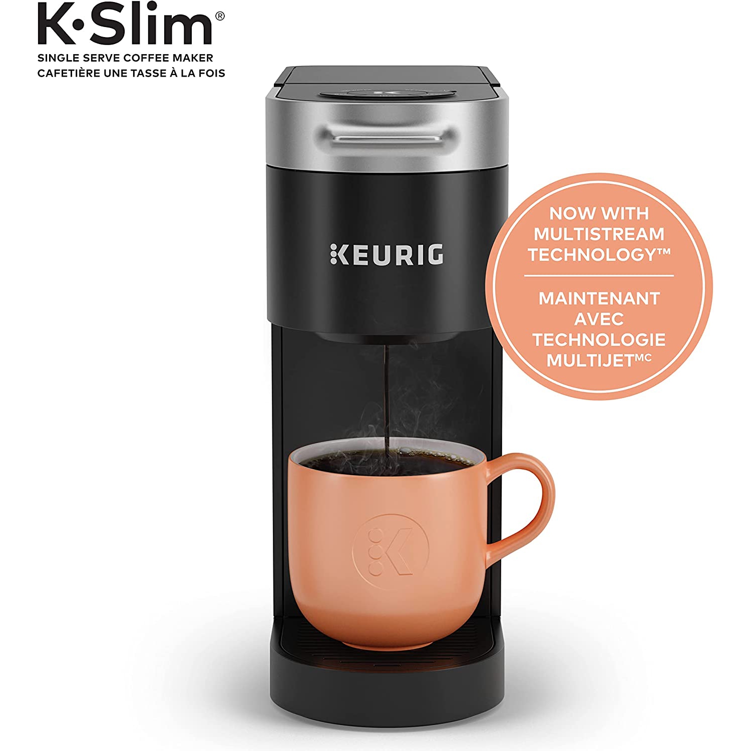 Keurig K-Slim Single Serve K-Cup Pod Coffee Maker, Featuring Simple Push Button Controls And MultiStream Technology, Black