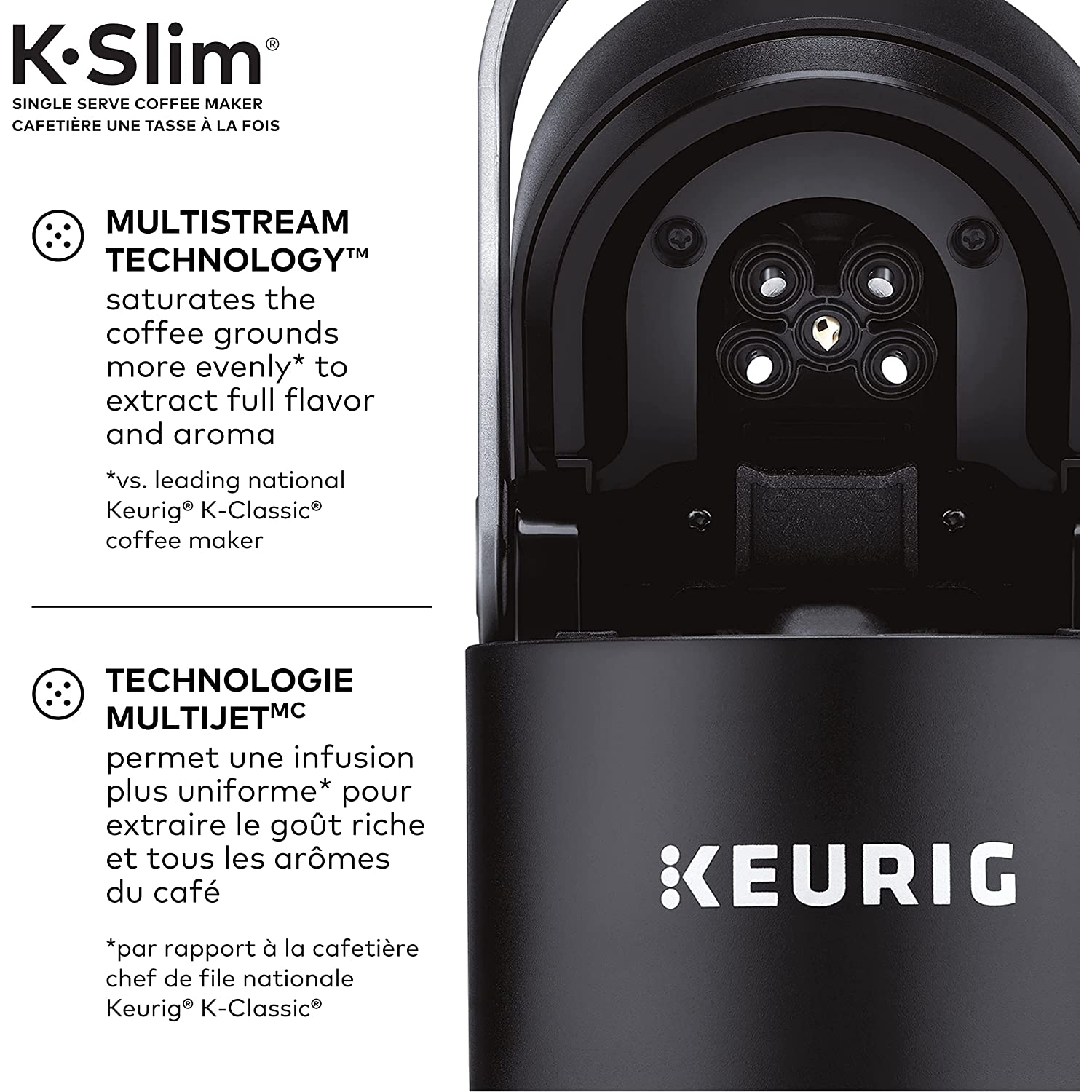 Keurig K-Slim Single Serve K-Cup Pod Coffee Maker, Featuring Simple Push Button Controls And MultiStream Technology, Black