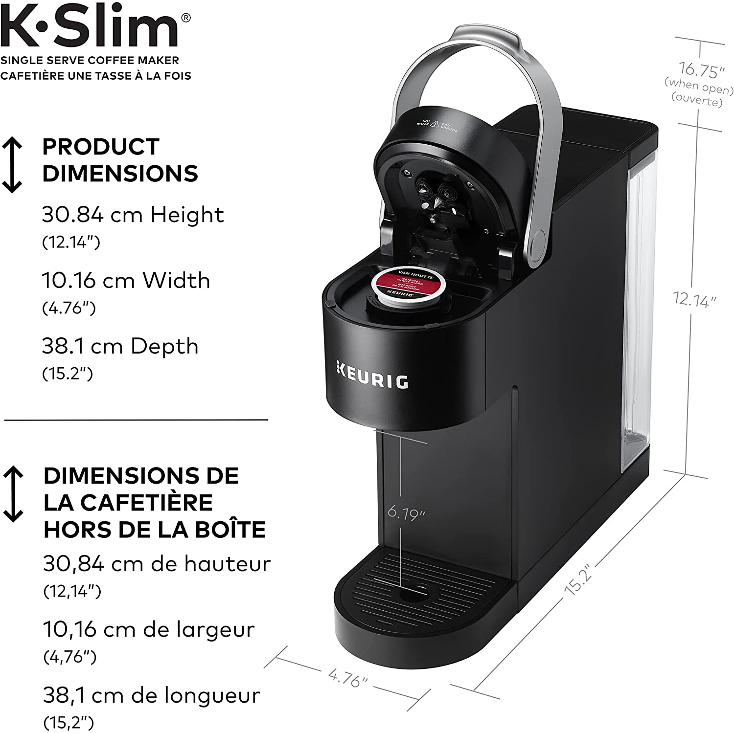 Keurig K-Slim Single Serve K-Cup Pod Coffee Maker, Featuring Simple Push Button Controls And MultiStream Technology, Black