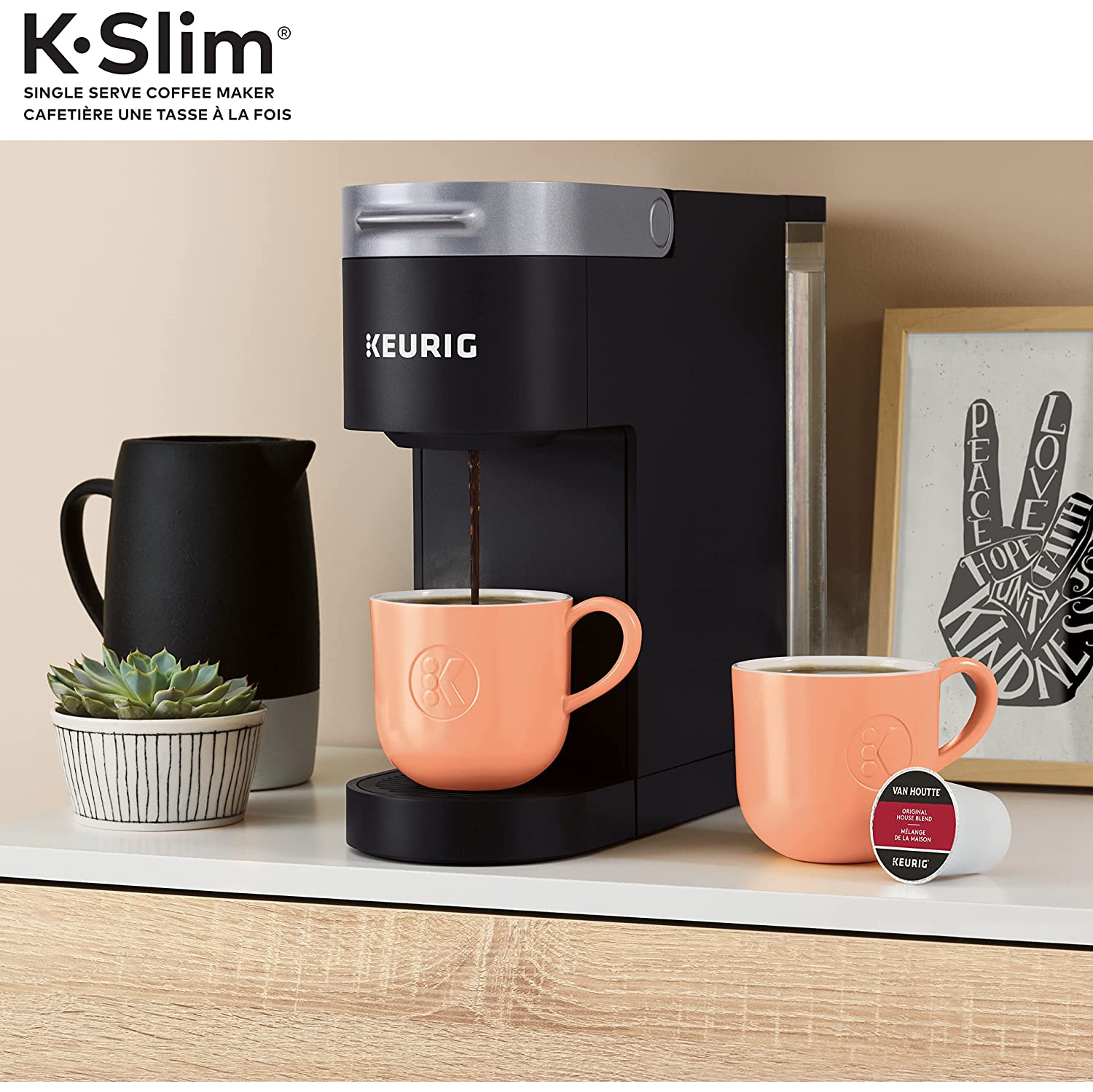 Keurig K-Slim Single Serve K-Cup Pod Coffee Maker, Featuring Simple Push Button Controls And MultiStream Technology, Black