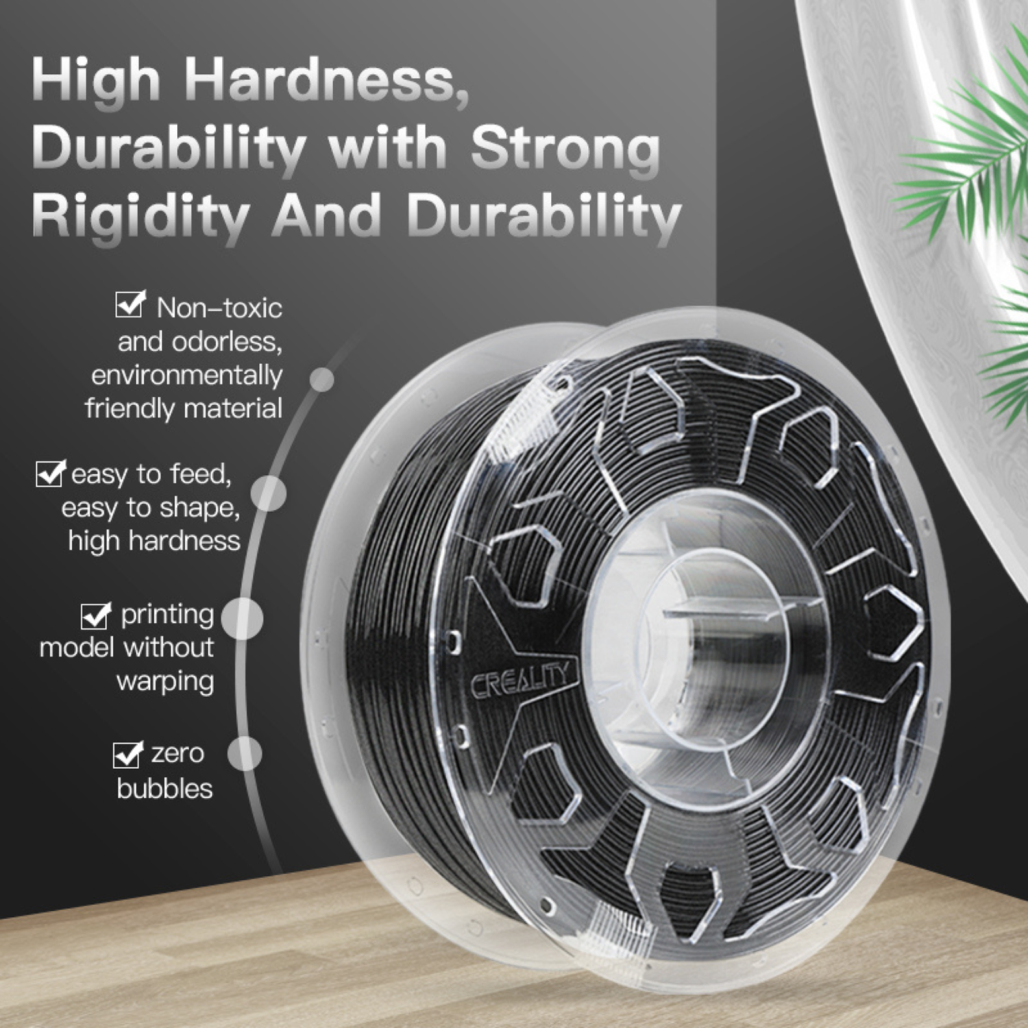 Creality CR-PLA 3D Printer Filament Bundle 1.75 mm, 1 kg per Spool- Carbon Fiber, Wood, Silver