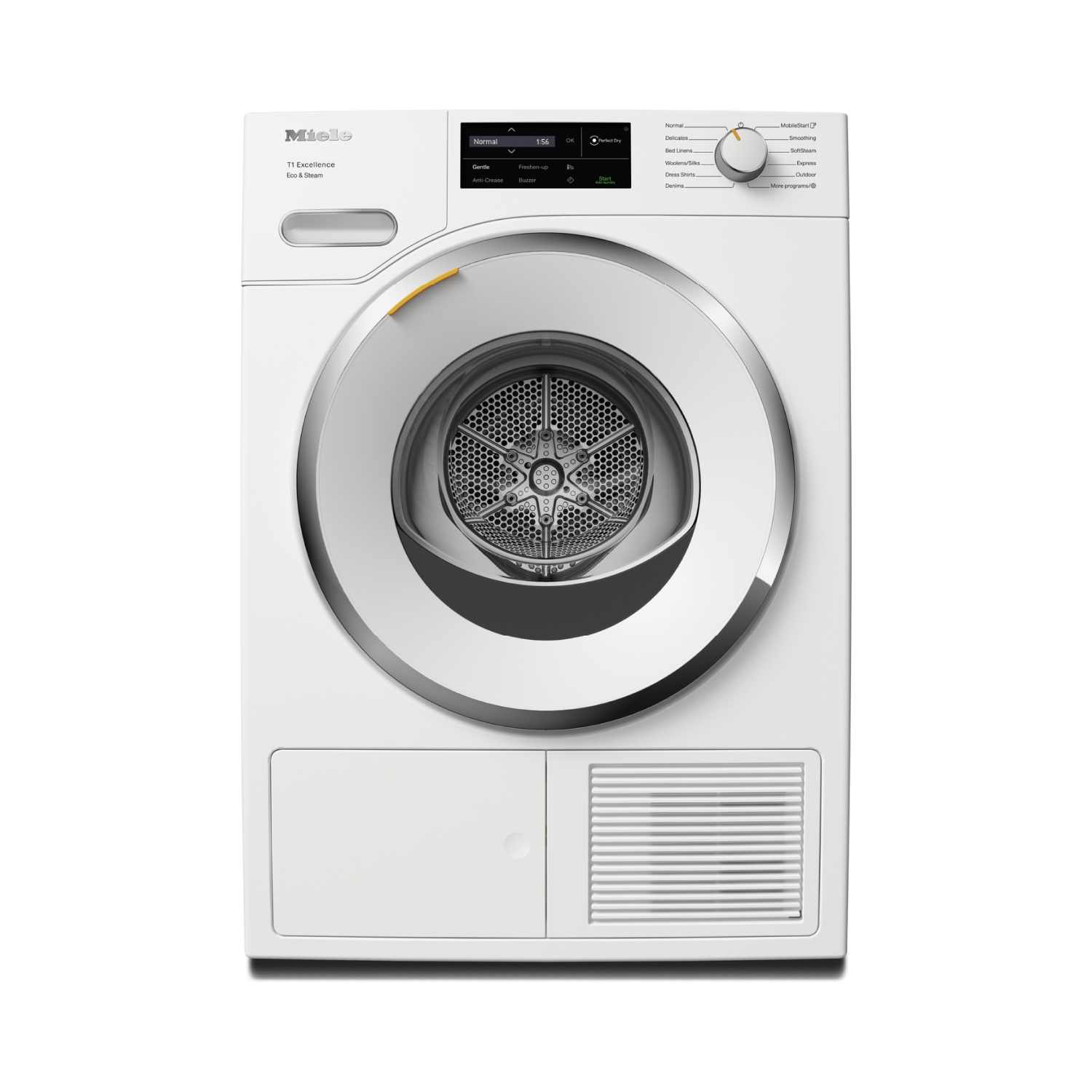 Sécheuse à pompe à chaleur Eco & Steam de Miele avec Miele@Home et SteamFinish - TXI680 WP Lotus White
