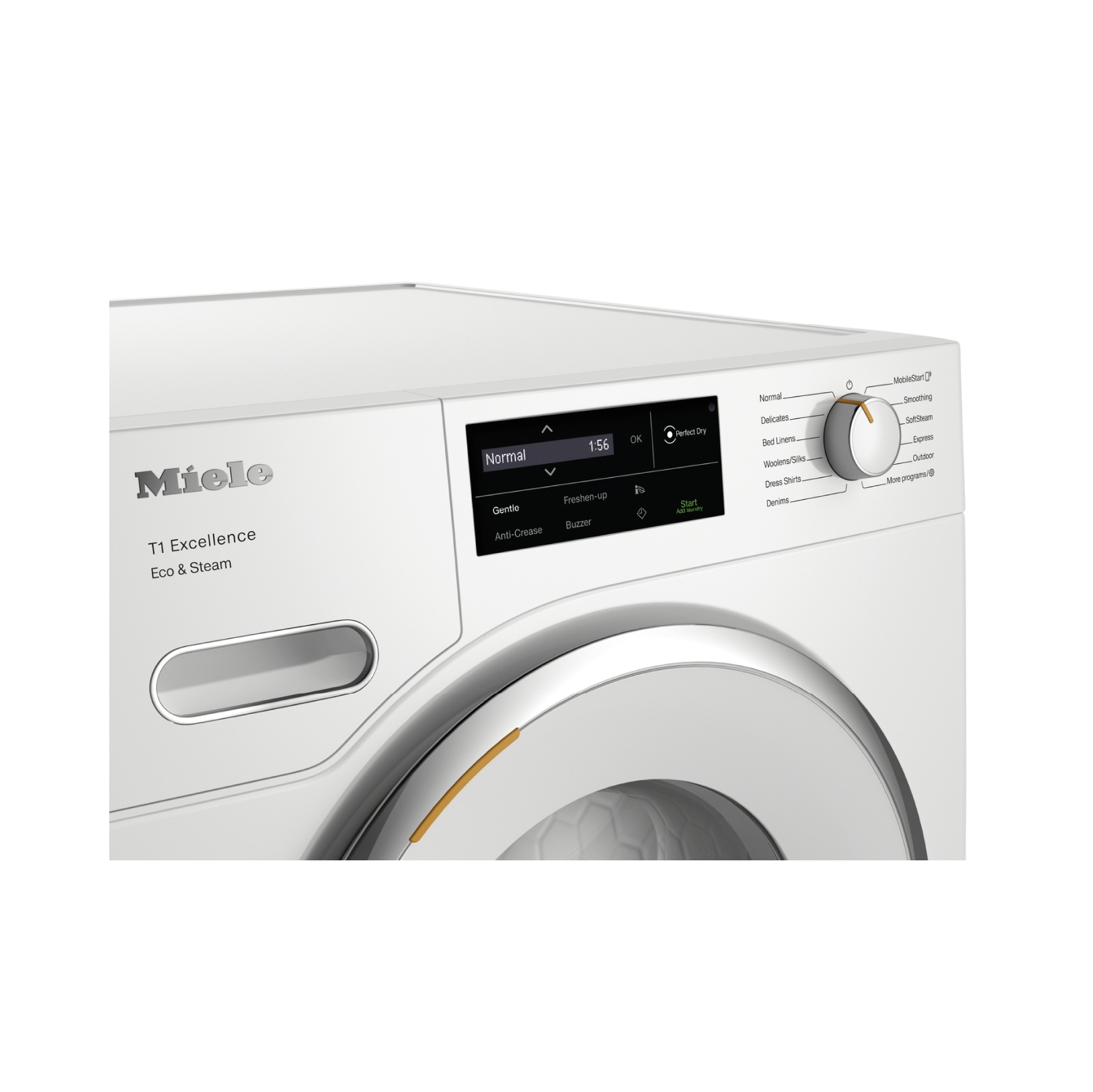 Sécheuse à pompe à chaleur Eco & Steam de Miele avec Miele@Home et SteamFinish - TXI680 WP Lotus White