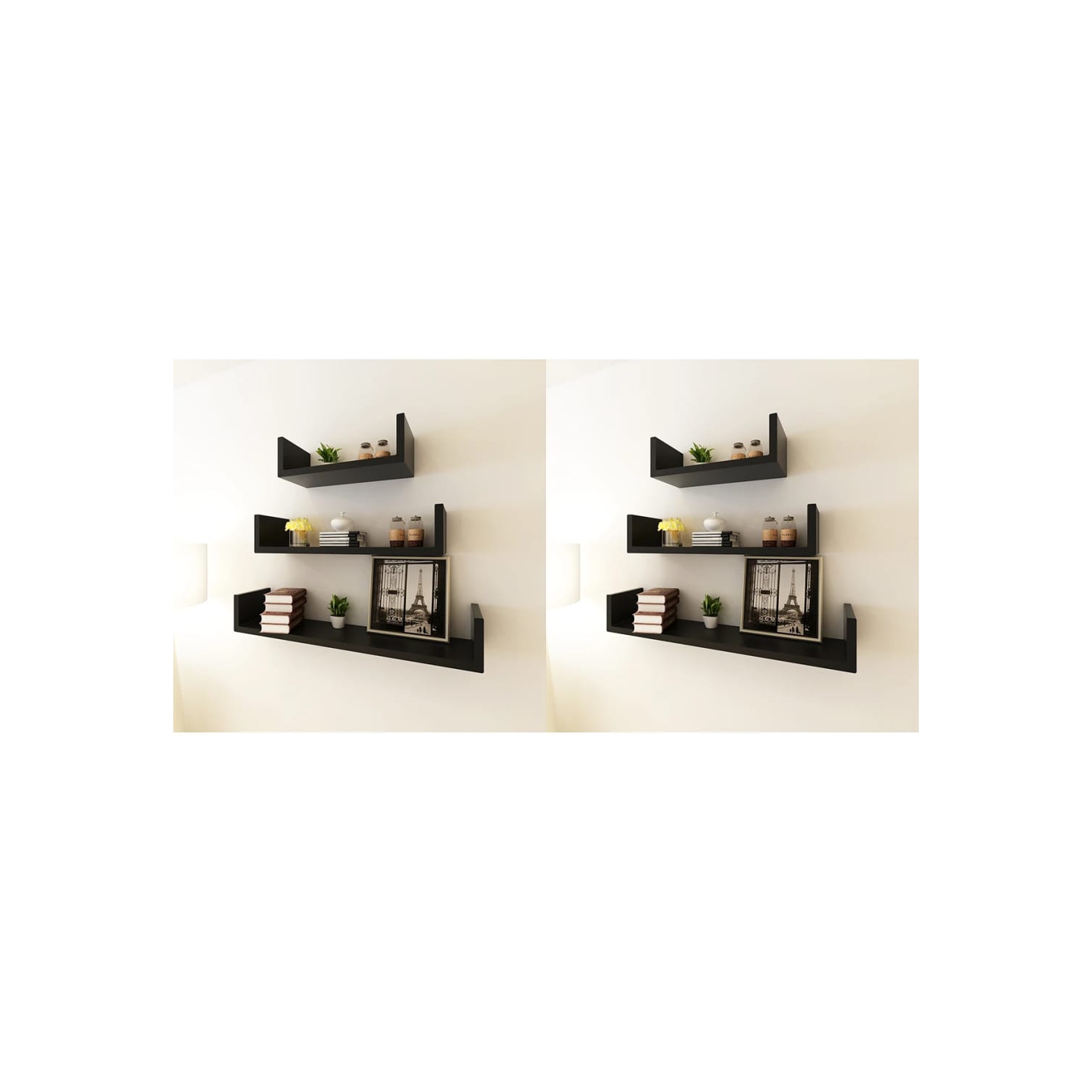 vidaXL Wall Shelves 6 pcs Black