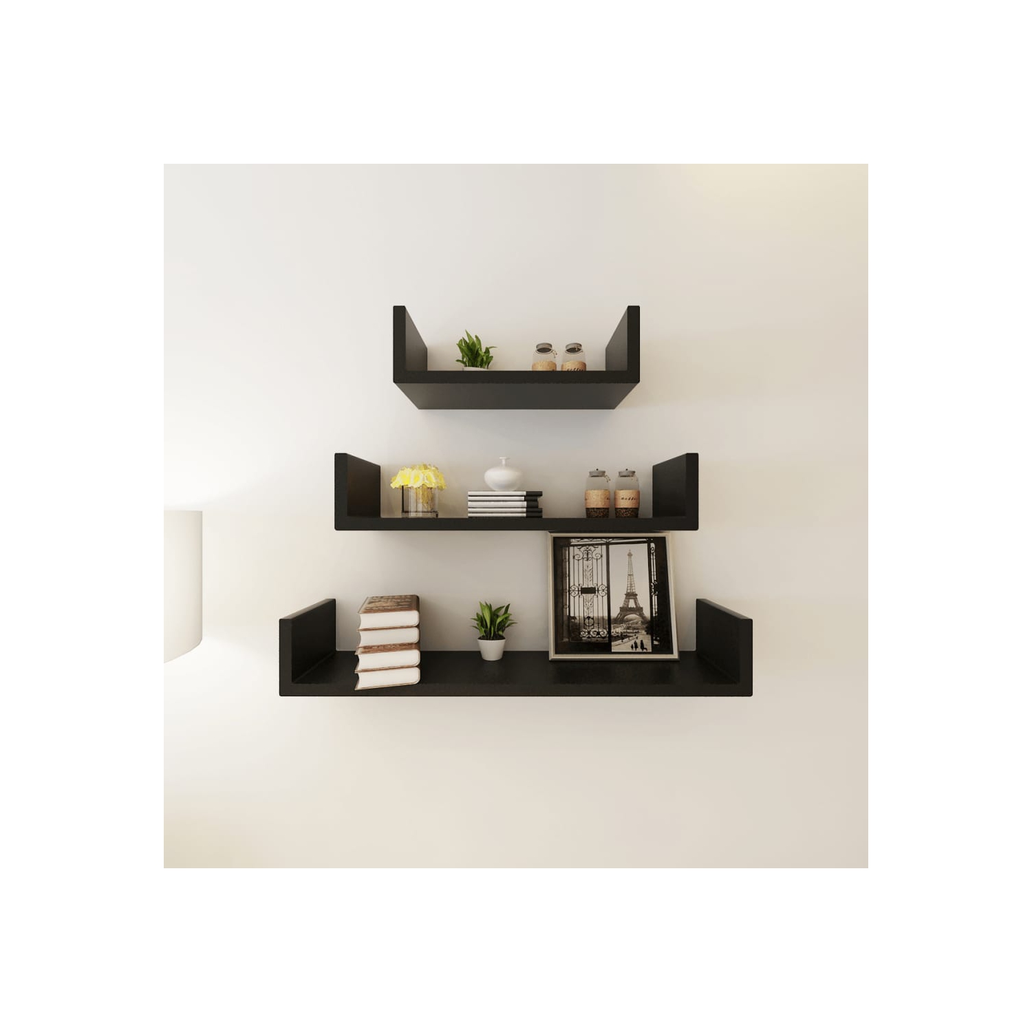vidaXL Wall Shelves 6 pcs Black