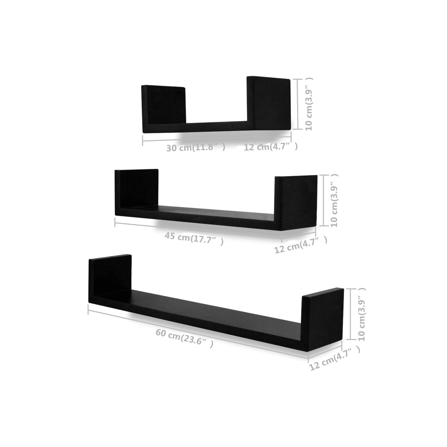 vidaXL Wall Shelves 6 pcs Black